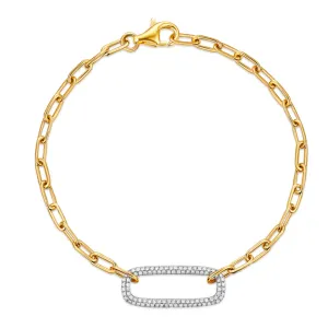 14K LARGE DIAMOND PAVE OVAL LINK BRACELET