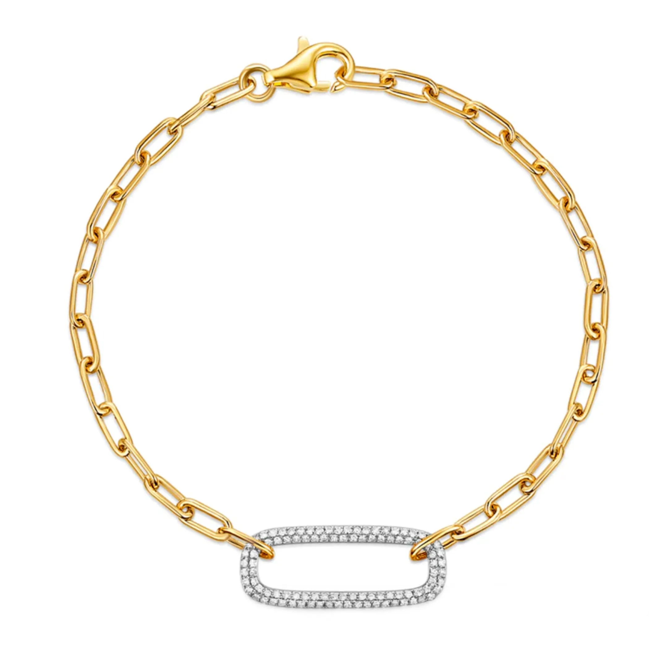 14K LARGE DIAMOND PAVE OVAL LINK BRACELET
