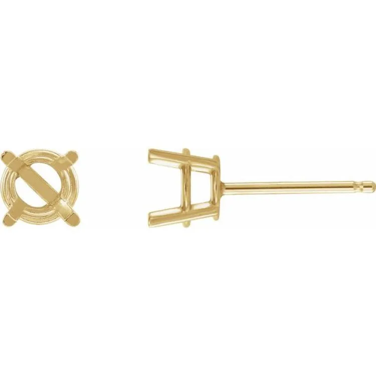14K Yellow 5 mm Natural Emerald Stud Earrings
