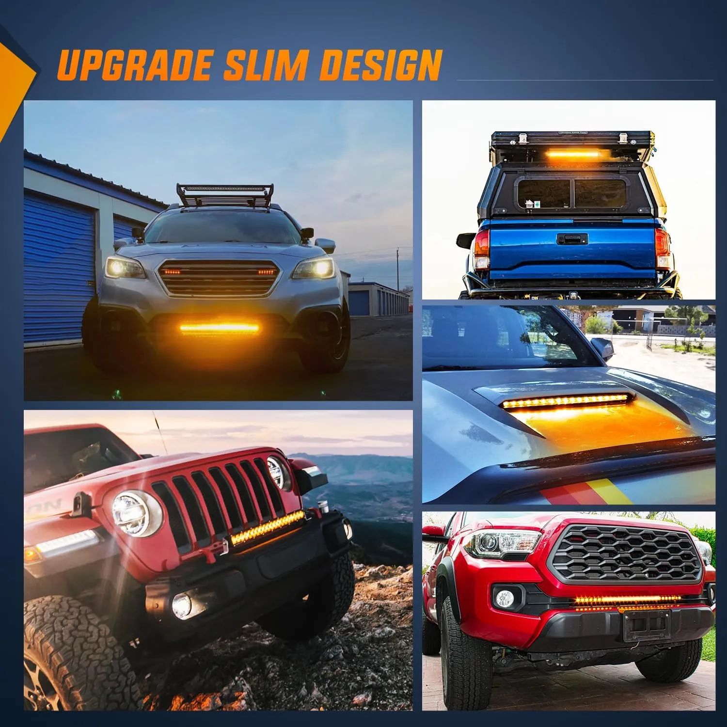 21 Inch 100W 6200LM Amber Slim Spot Flood Led Light Bar | 2 Style Mounts