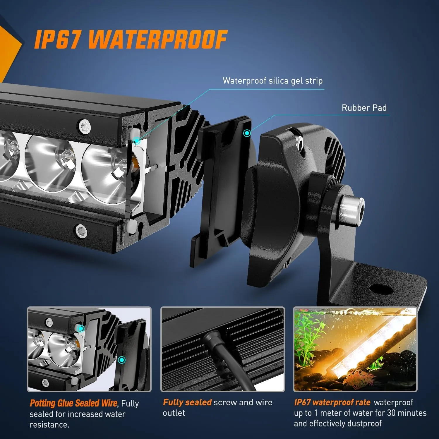 21 Inch 100W 6200LM Amber Slim Spot Flood Led Light Bar | 2 Style Mounts