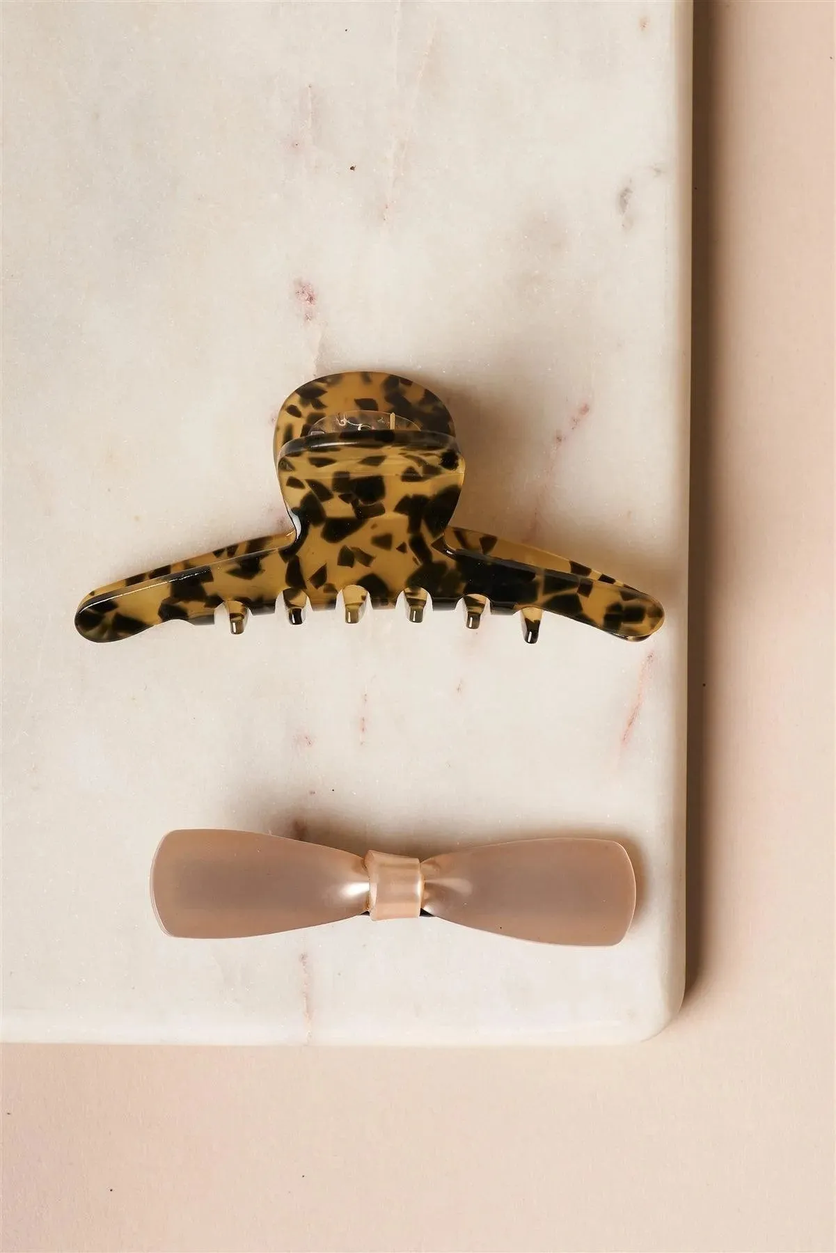 2pcs Cheetah Butterfly Clip With Icy Pink Bow Barrette