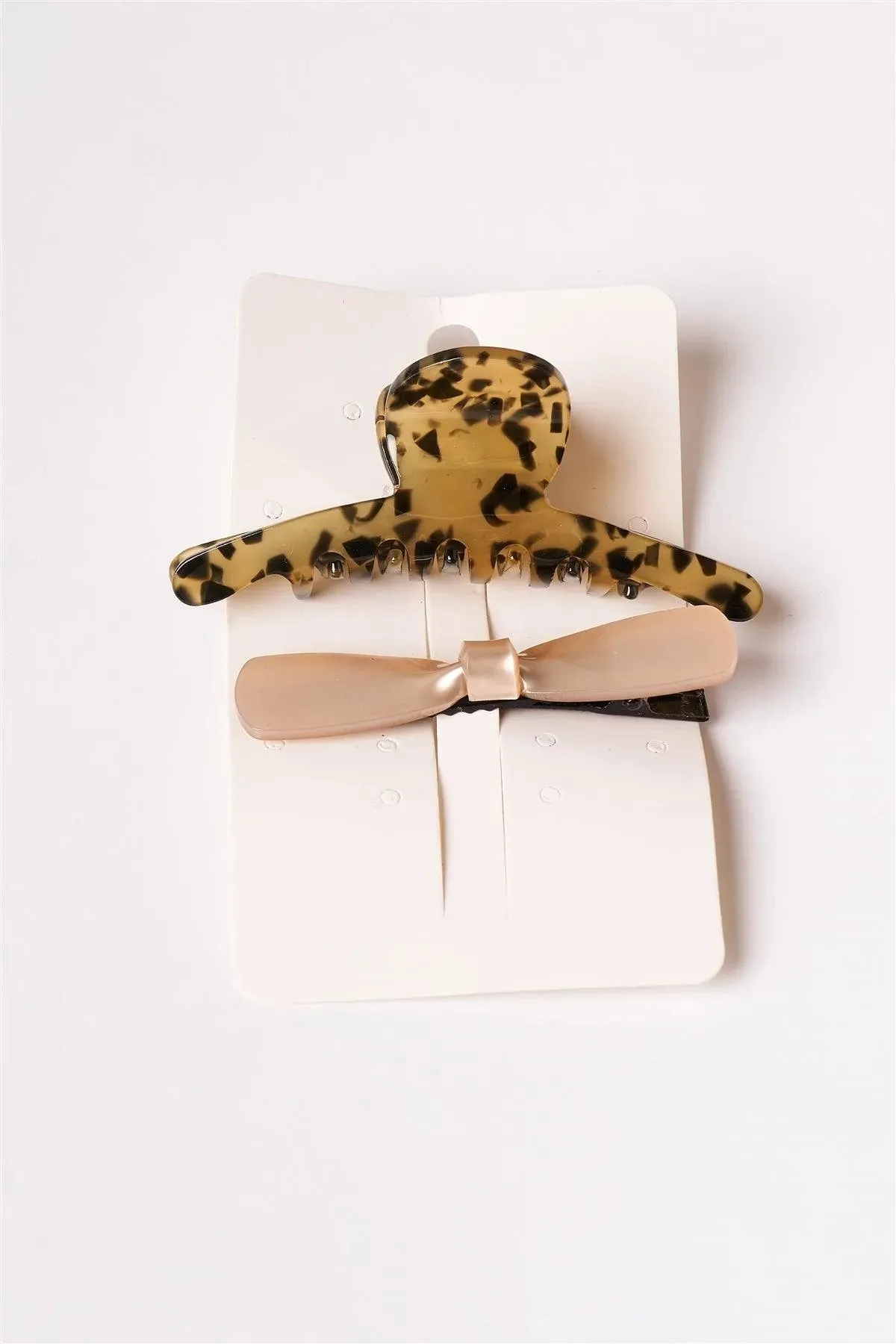 2pcs Cheetah Butterfly Clip With Icy Pink Bow Barrette