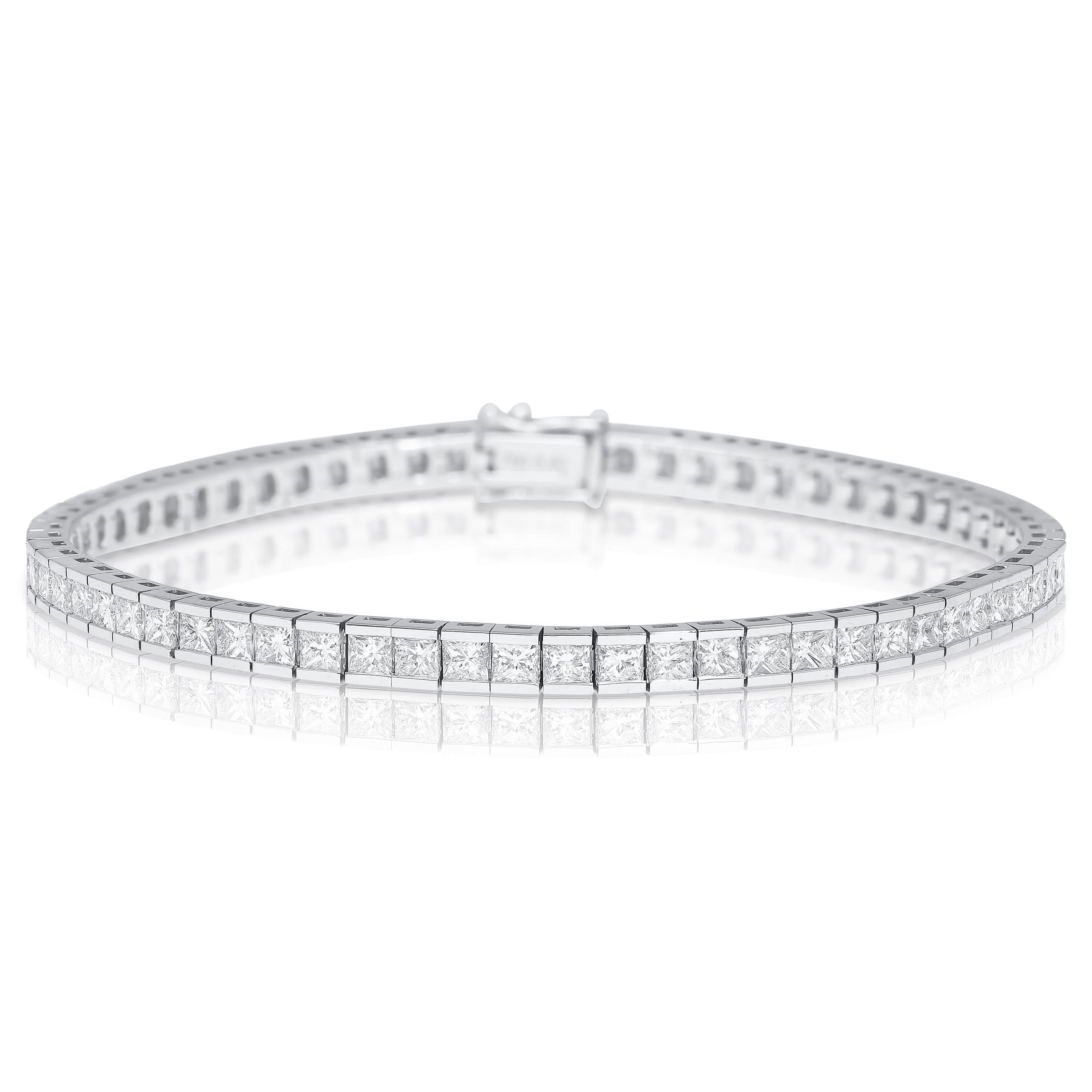 6 Carat Diamond Princess Cut Diamond Half Bezel Channel Tennis Bracelet