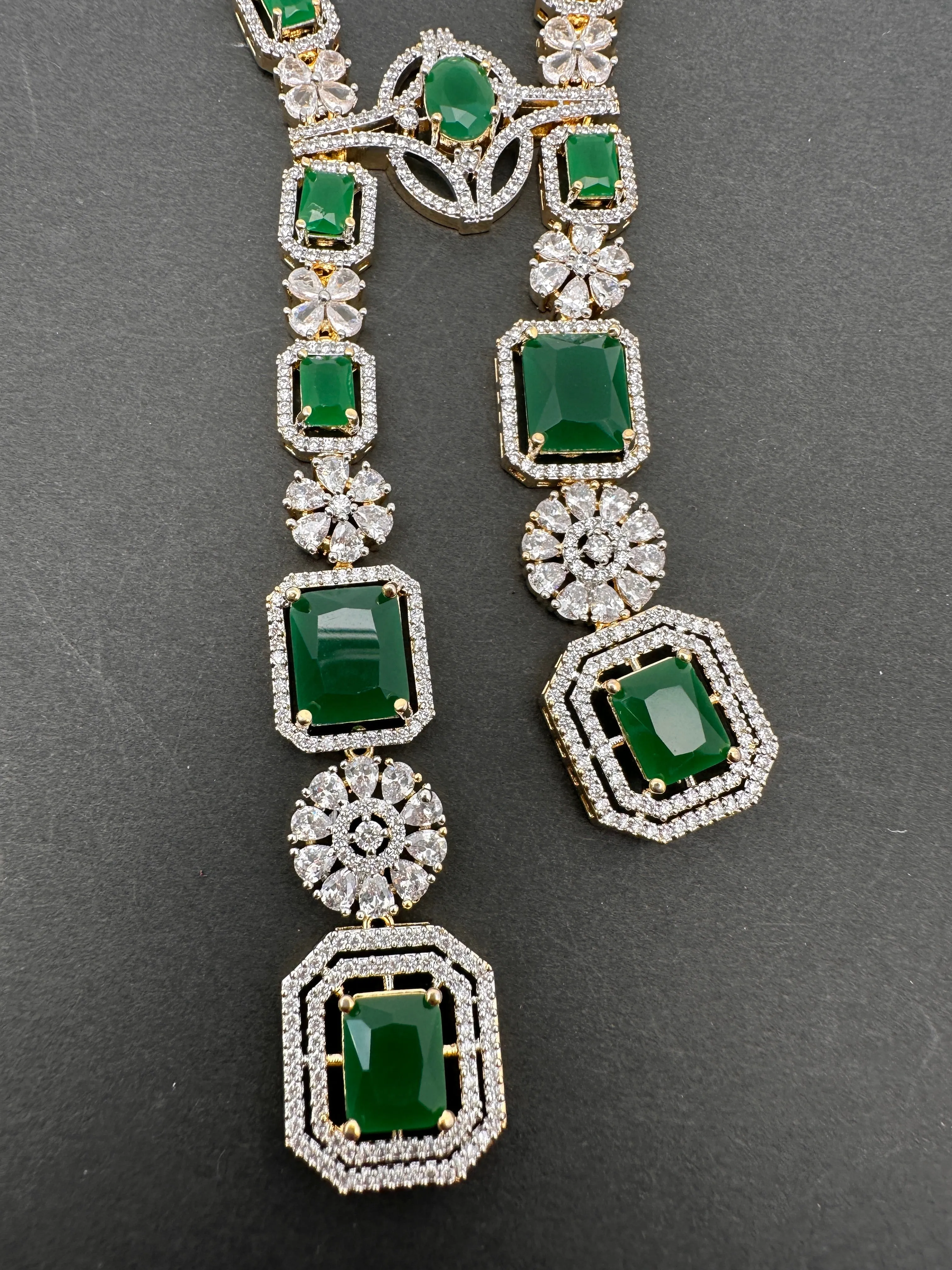 AD Color Stone Long Necklace