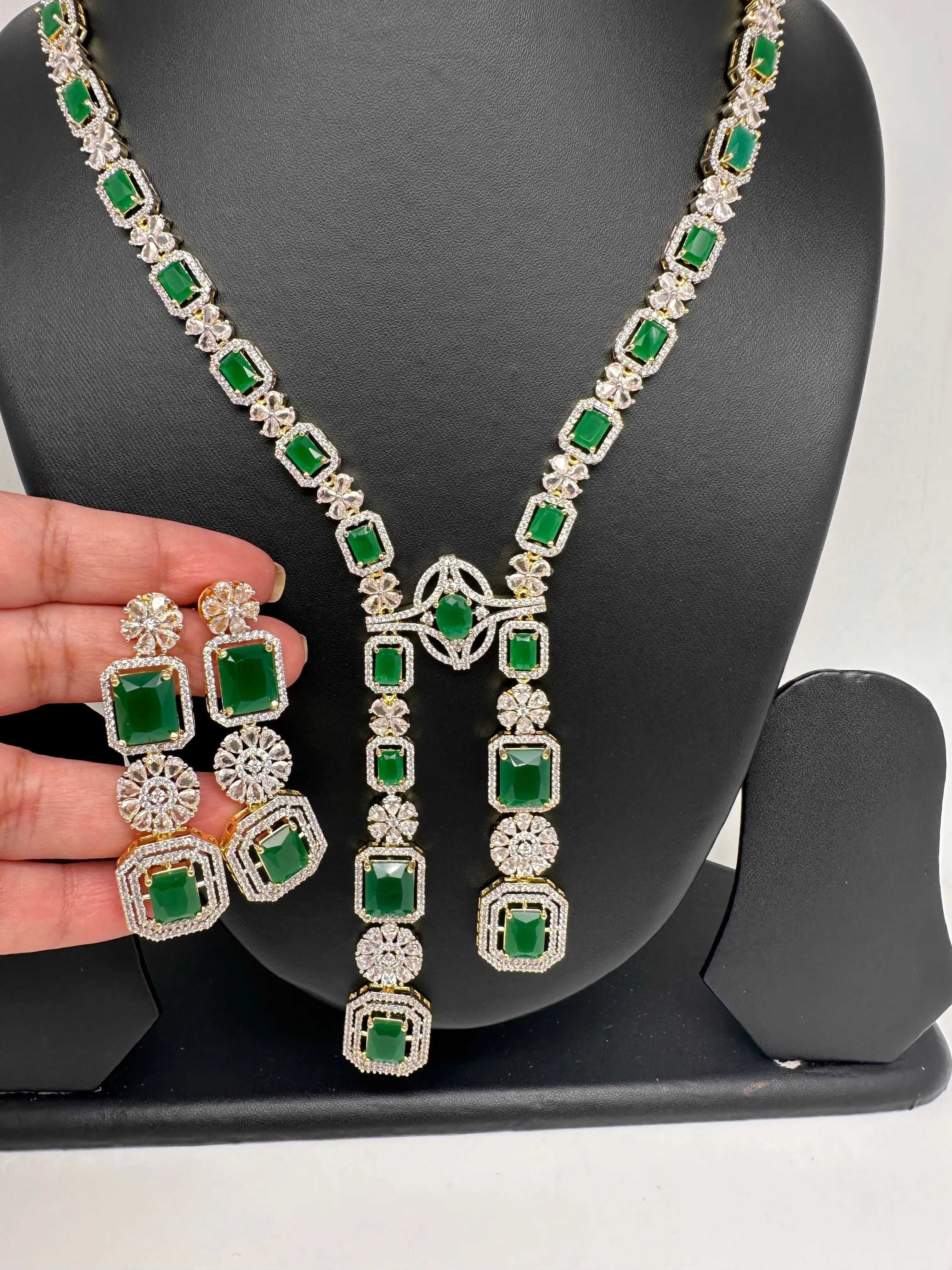 AD Color Stone Long Necklace