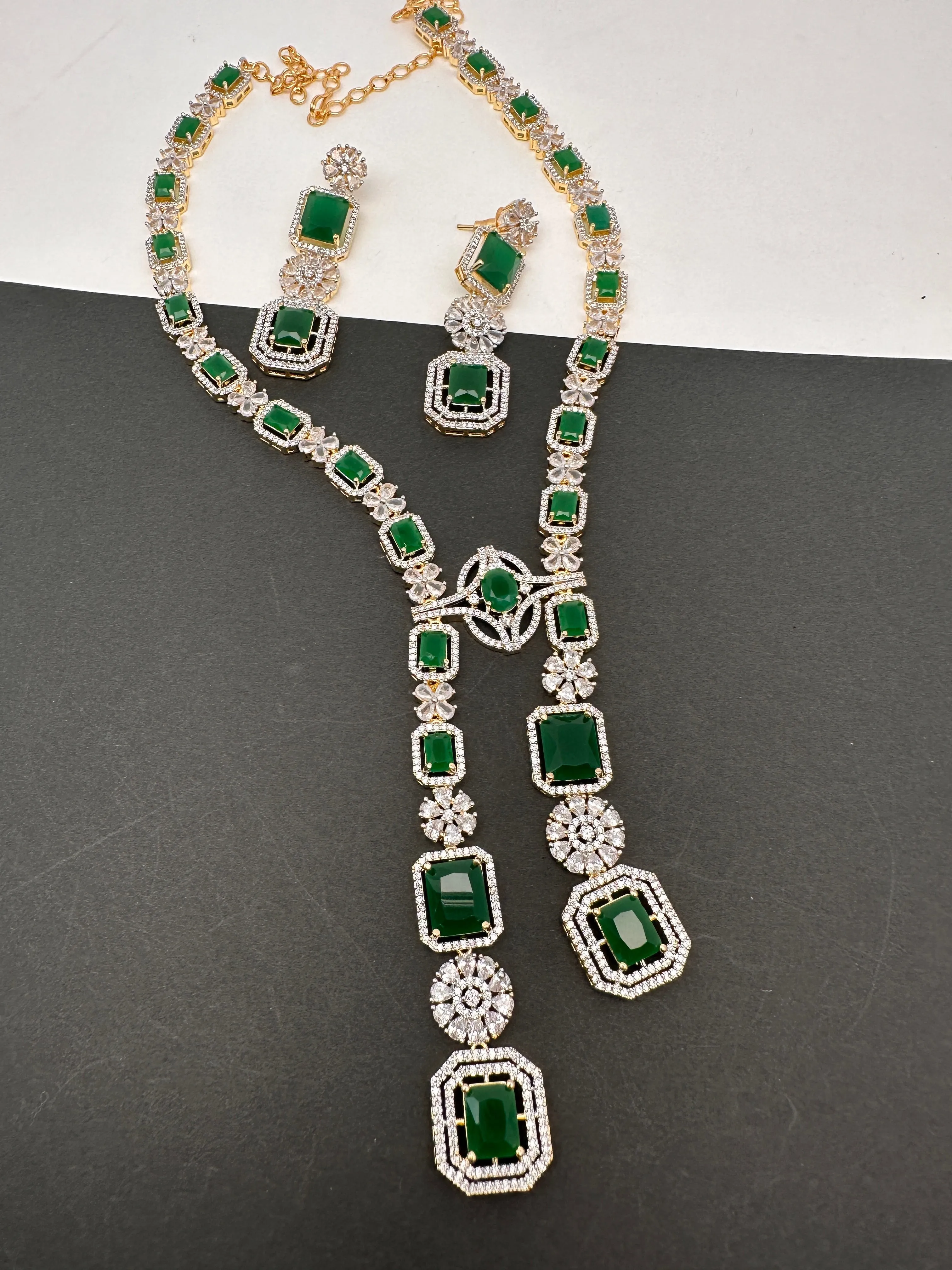 AD Color Stone Long Necklace