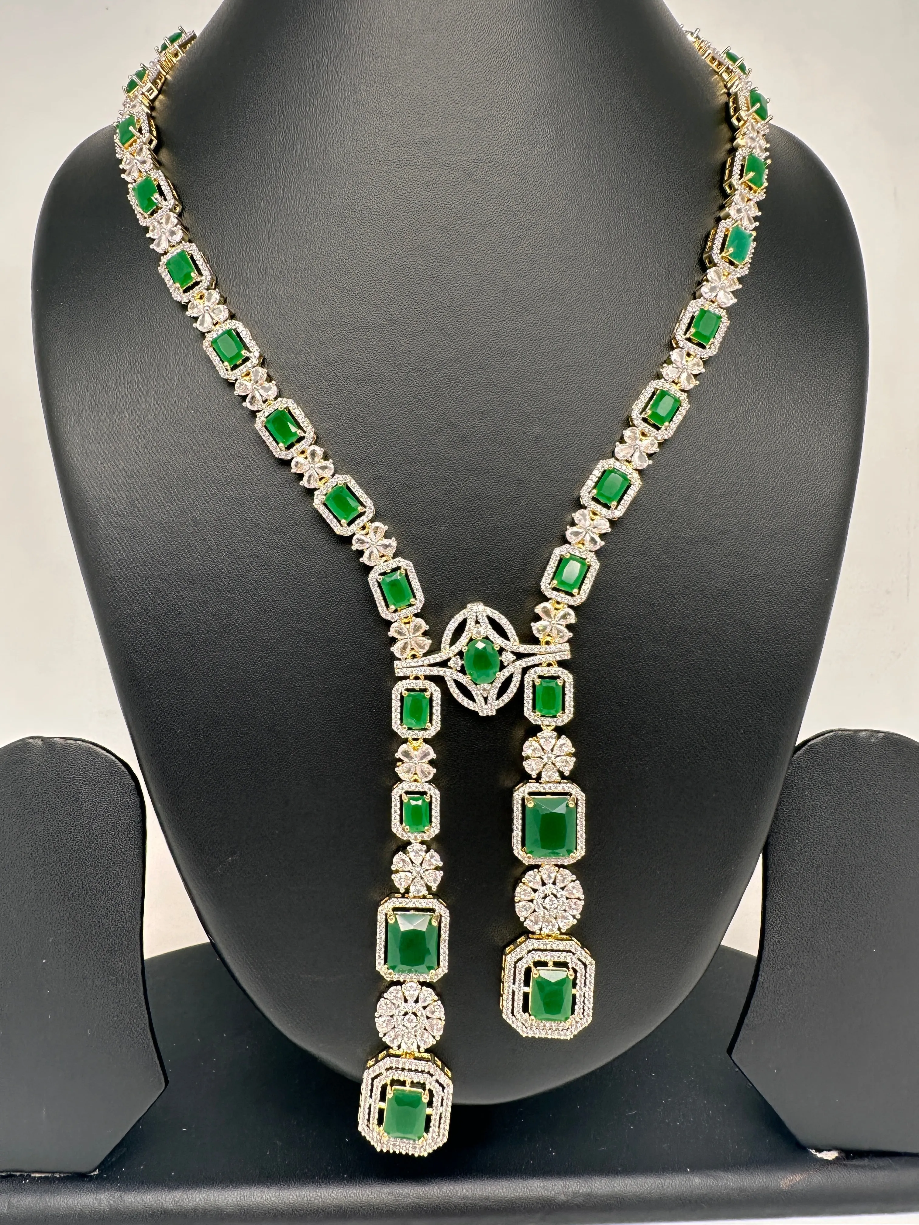 AD Color Stone Long Necklace