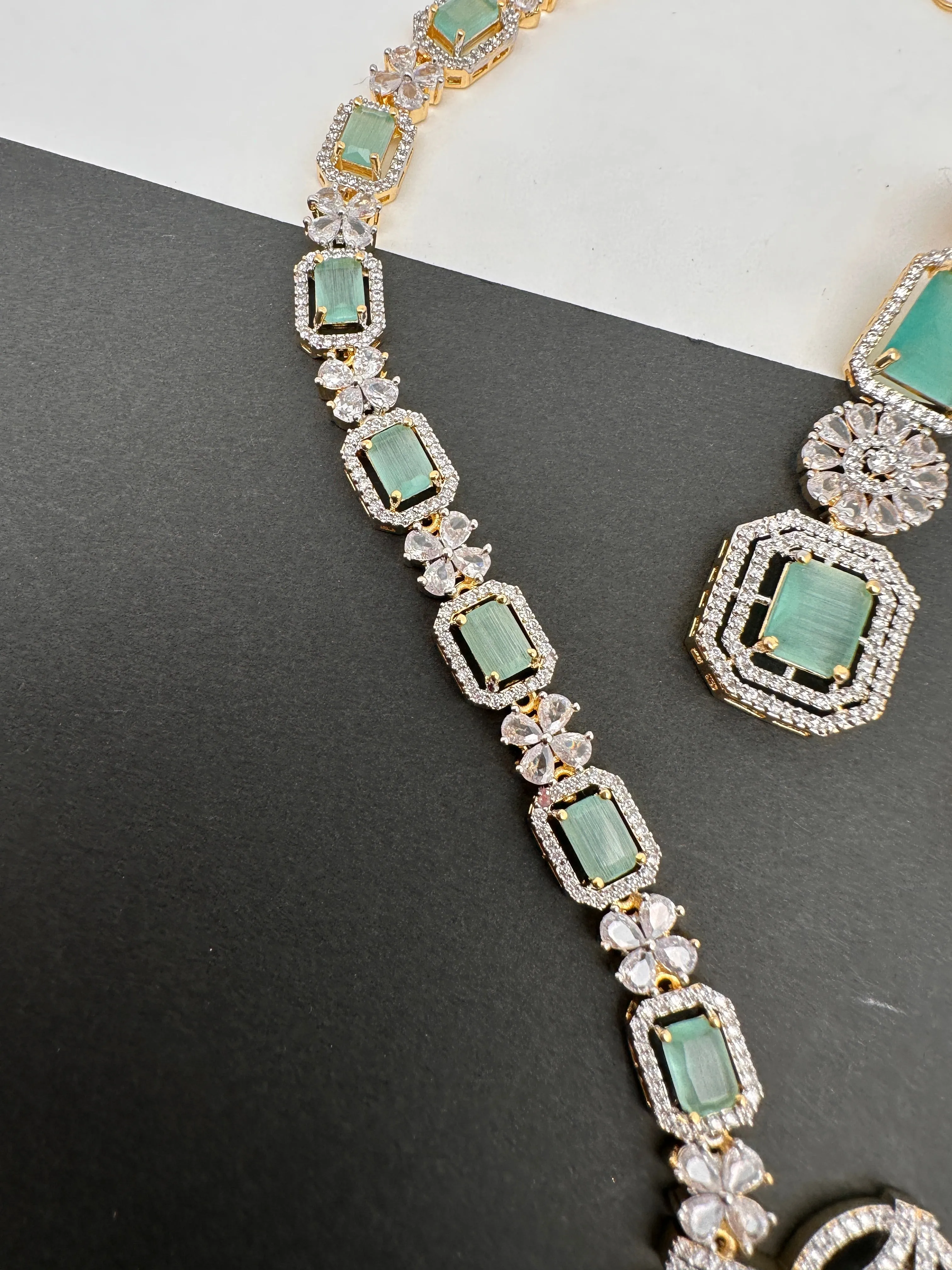 AD Color Stone Long Necklace
