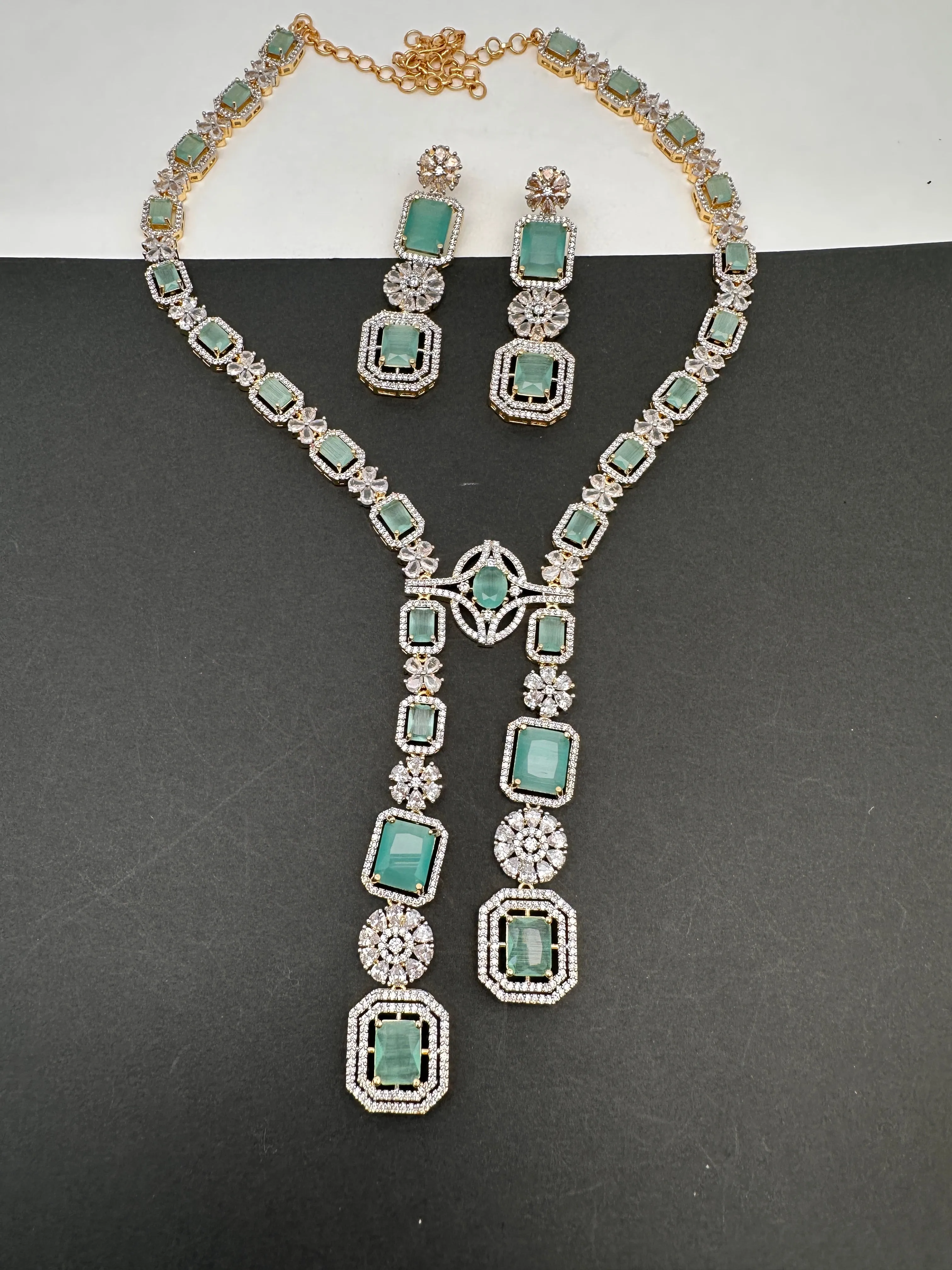 AD Color Stone Long Necklace