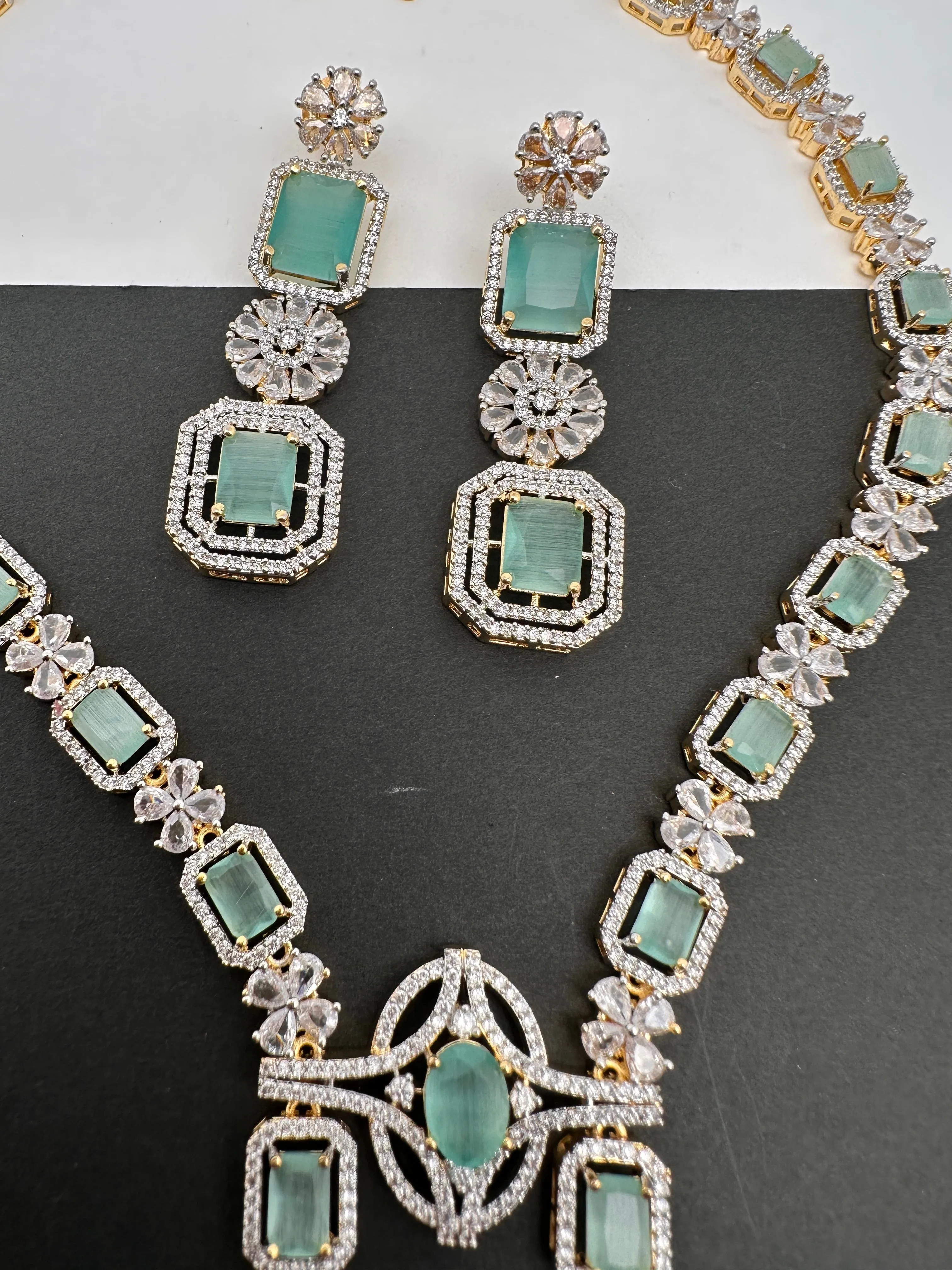 AD Color Stone Long Necklace