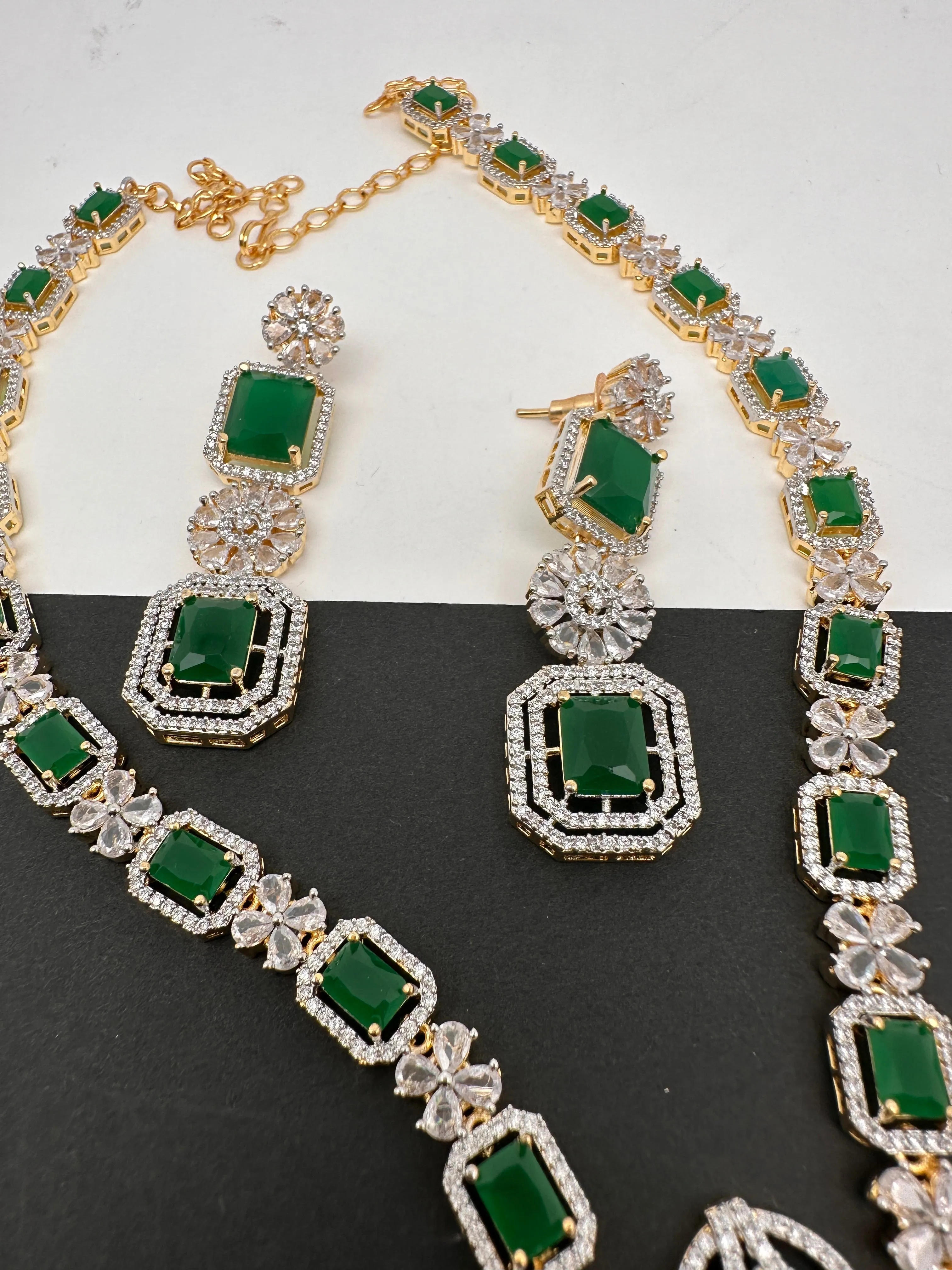 AD Color Stone Long Necklace