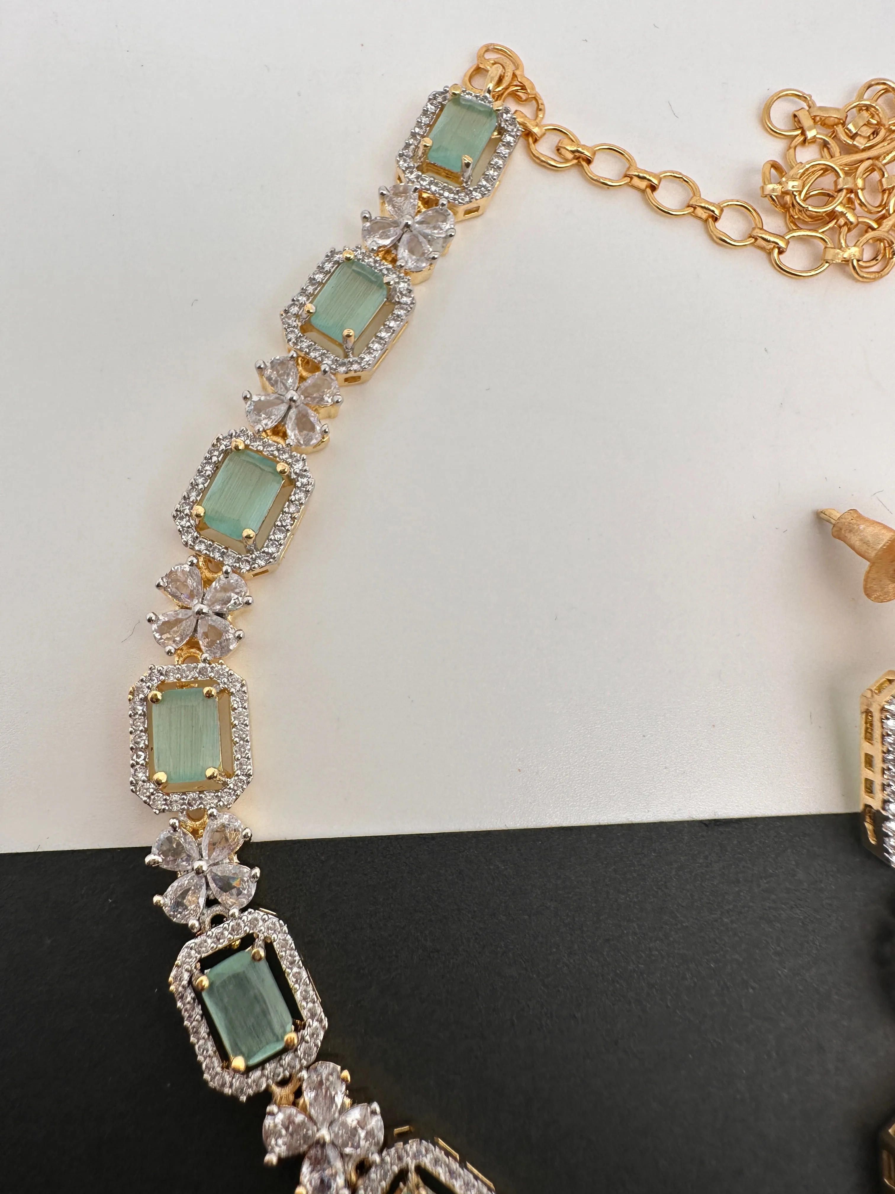 AD Color Stone Long Necklace