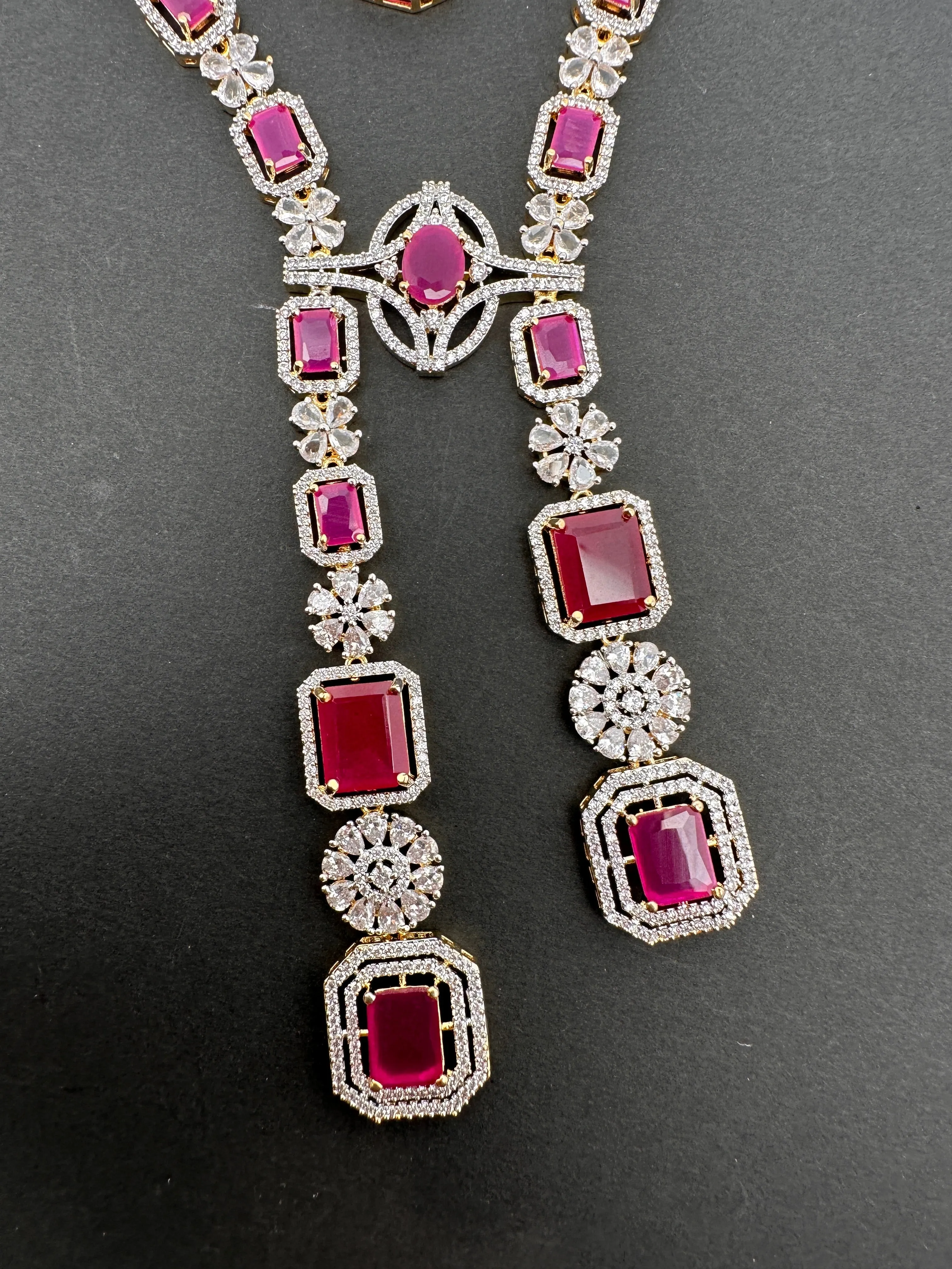 AD Color Stone Long Necklace