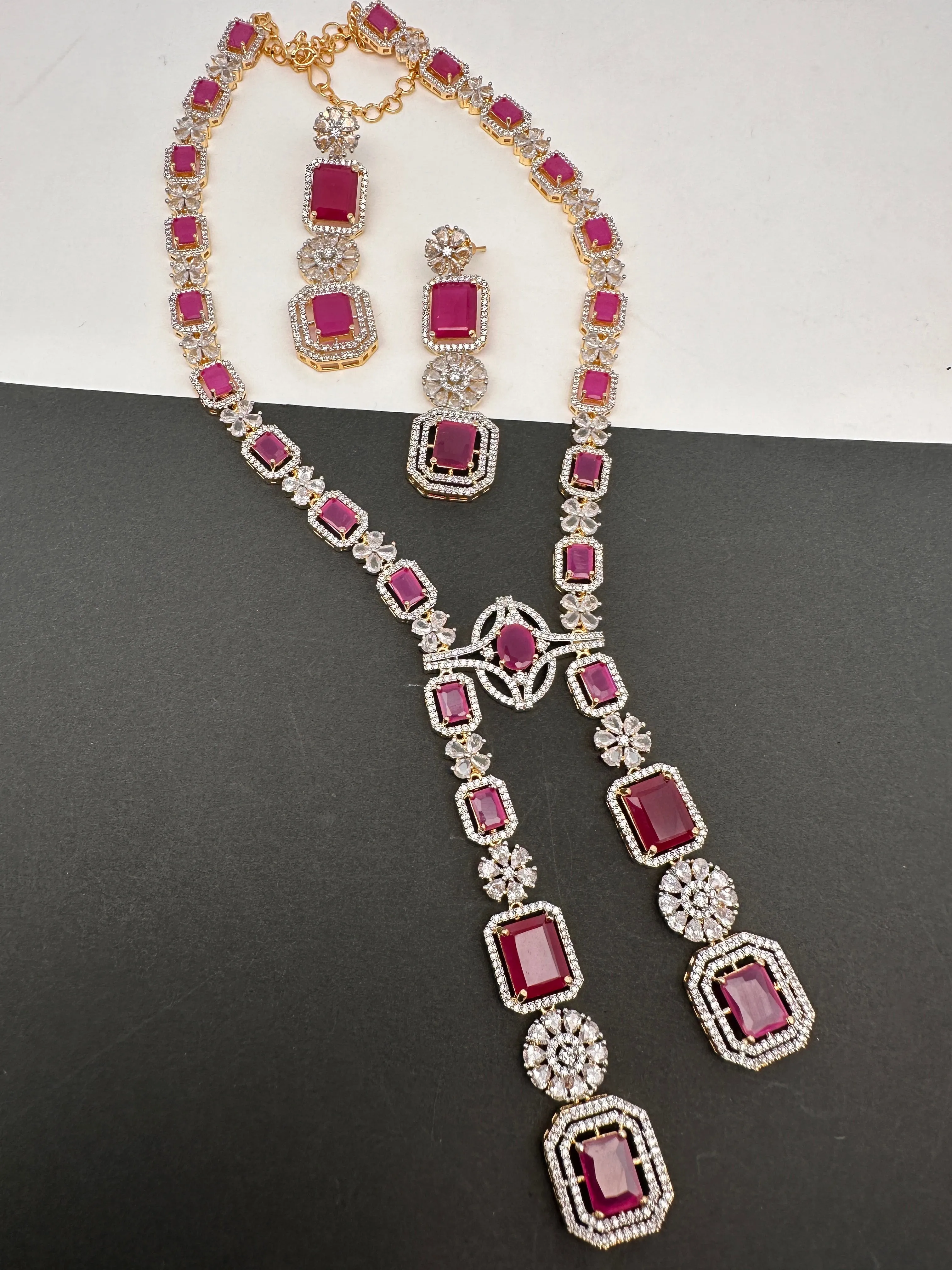AD Color Stone Long Necklace