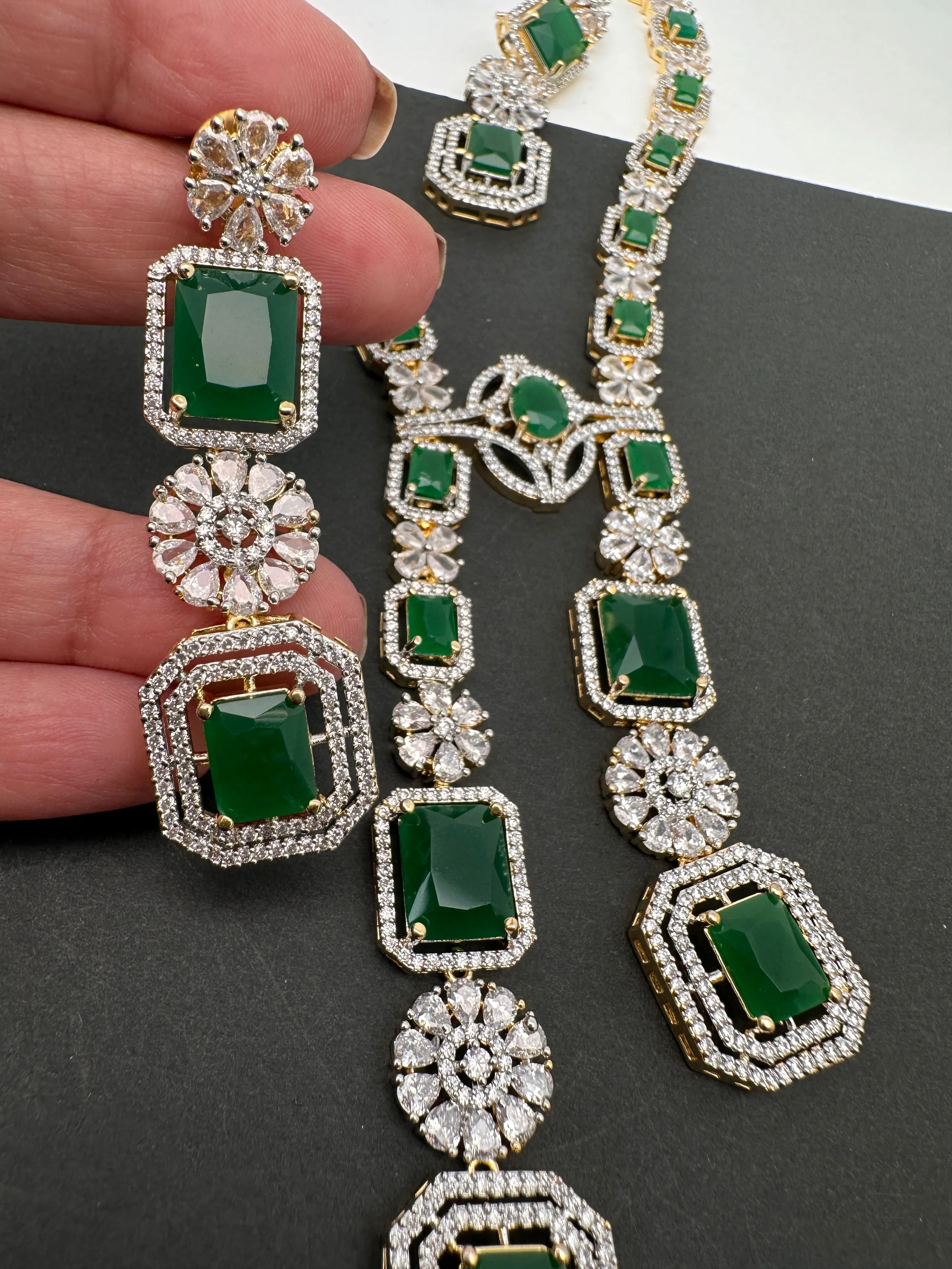 AD Color Stone Long Necklace
