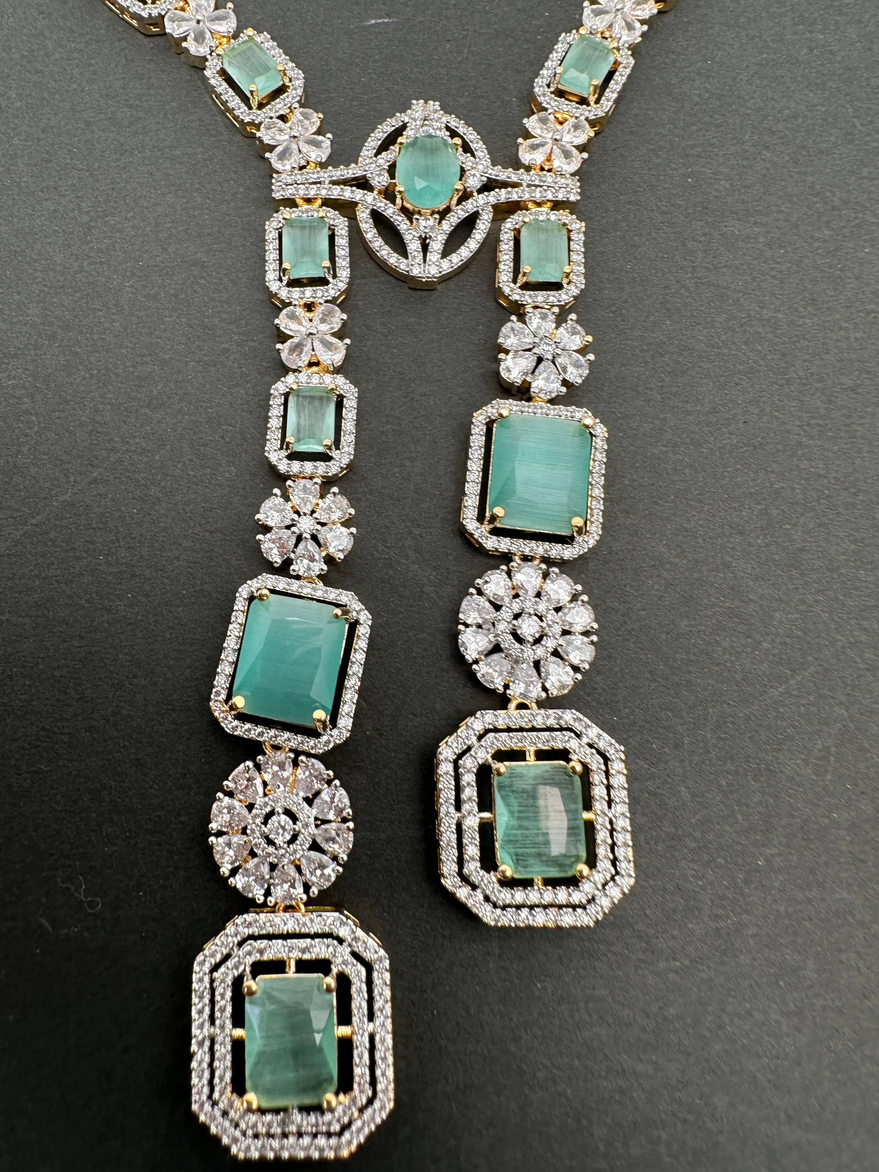 AD Color Stone Long Necklace