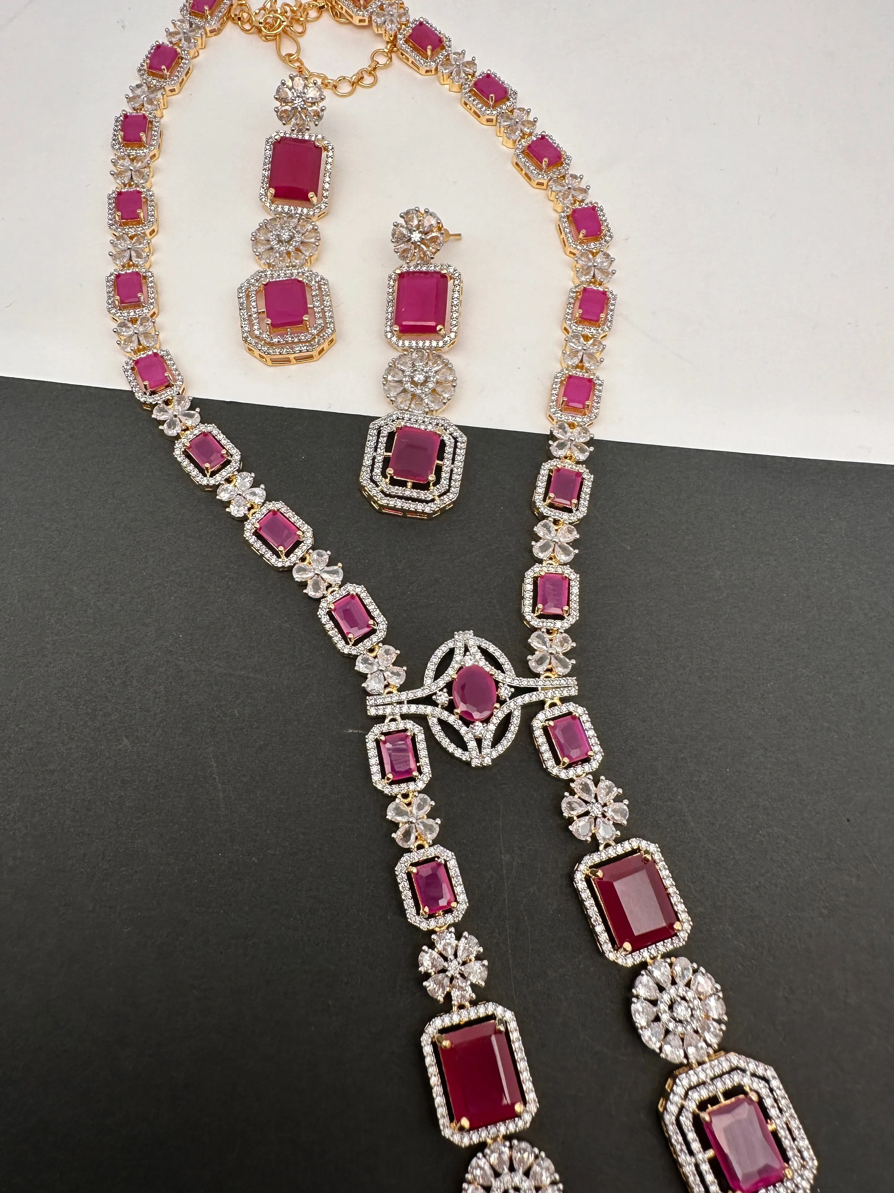 AD Color Stone Long Necklace