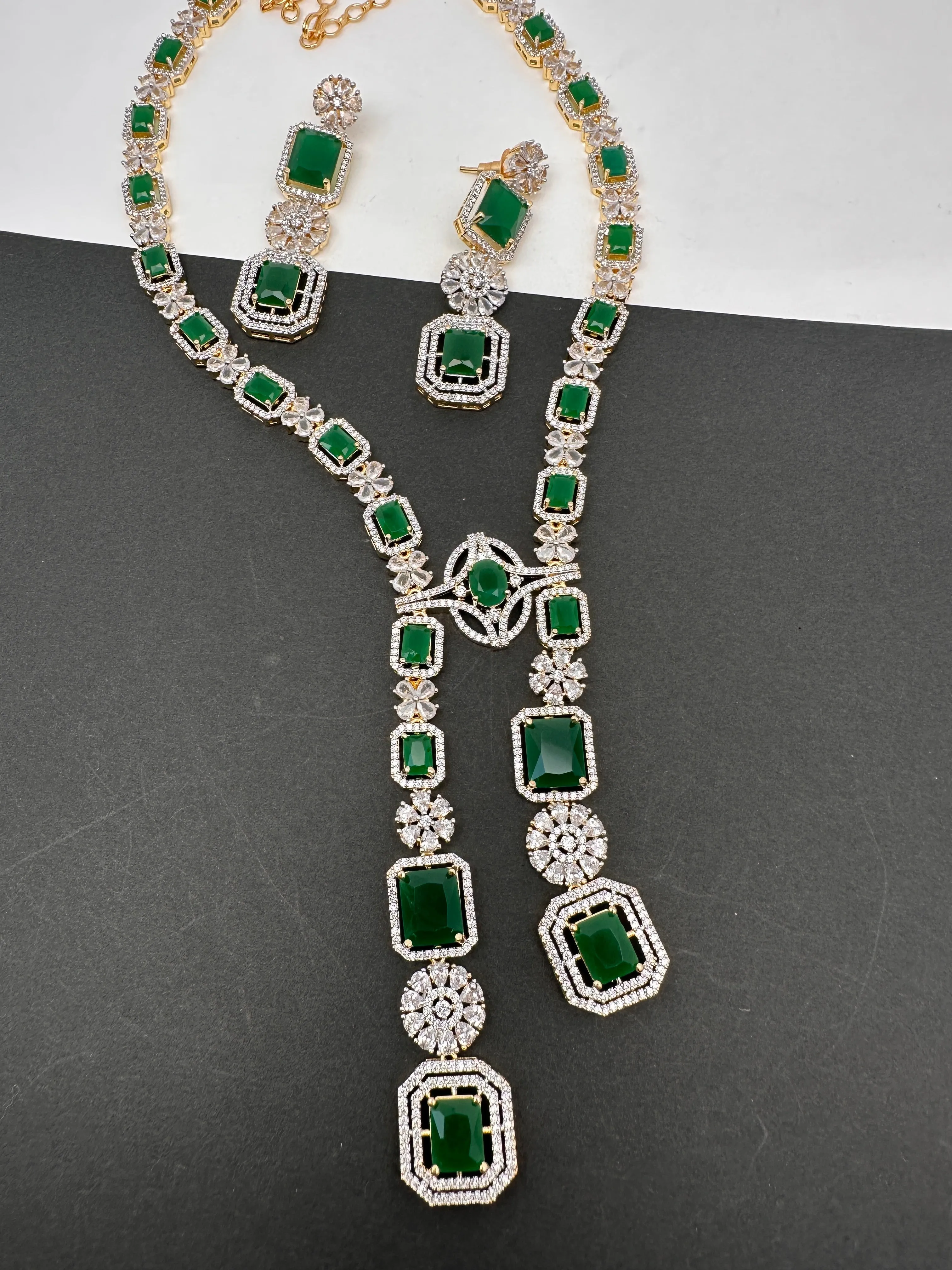 AD Color Stone Long Necklace