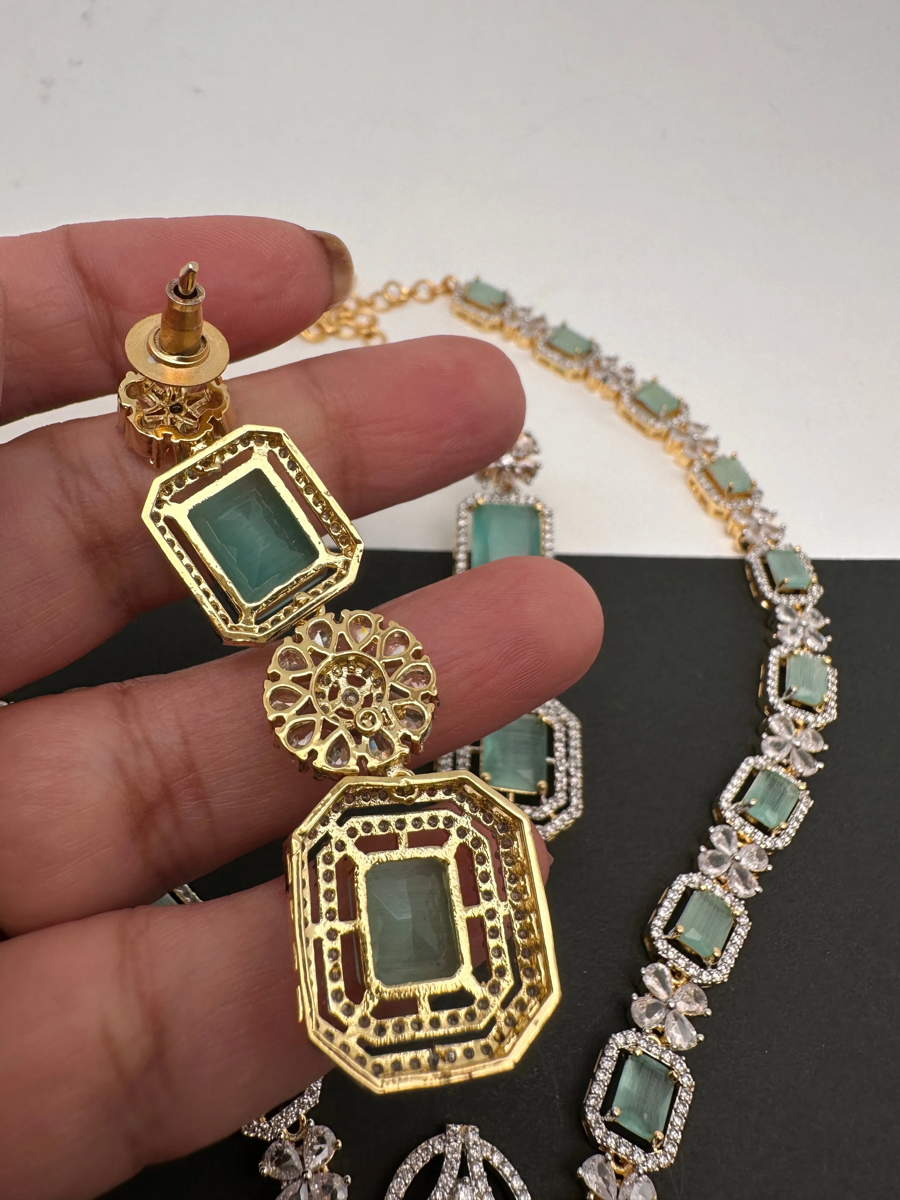 AD Color Stone Long Necklace