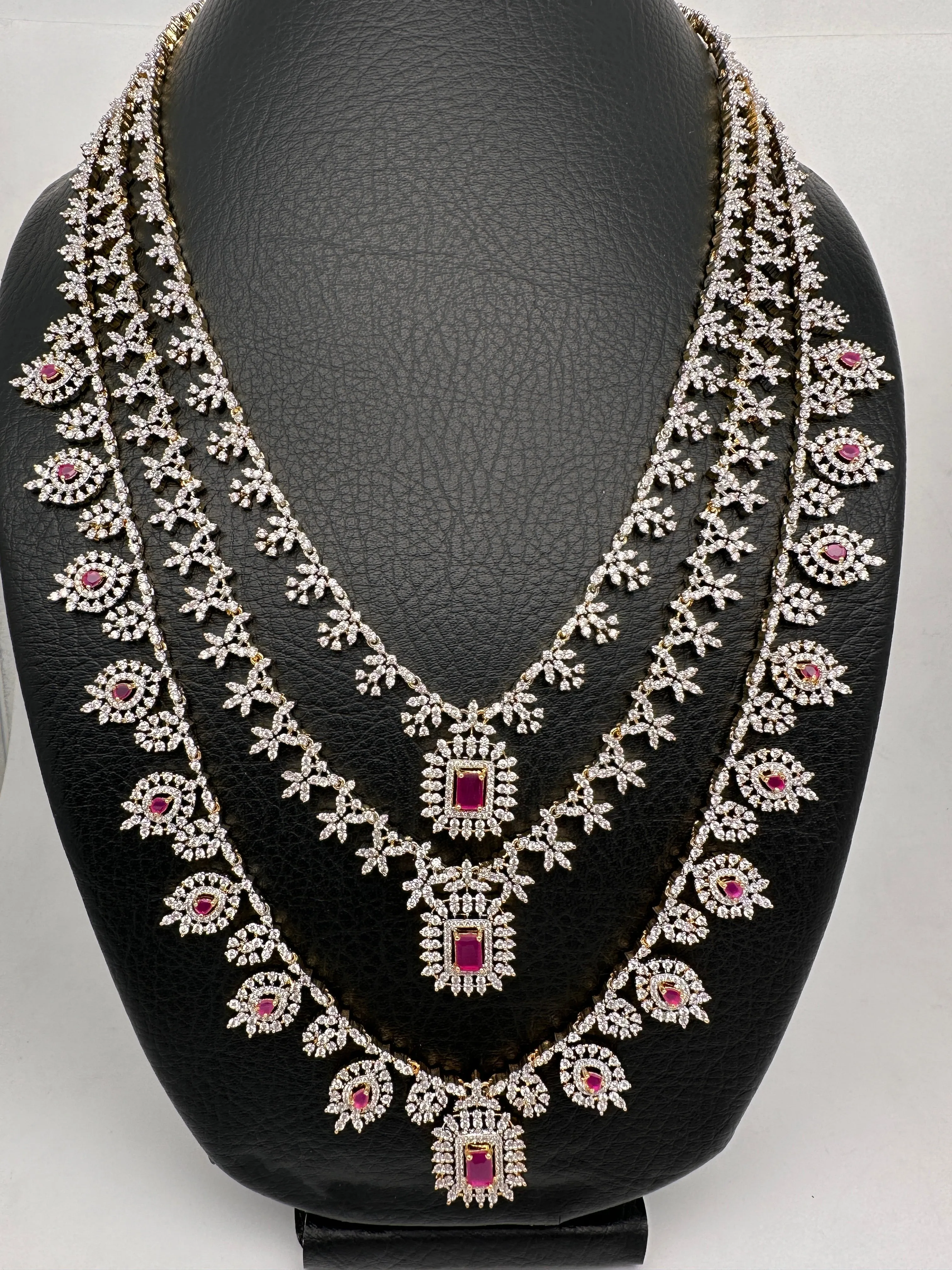 AD Color Stone Multi Layer Teen Lada Long Necklace