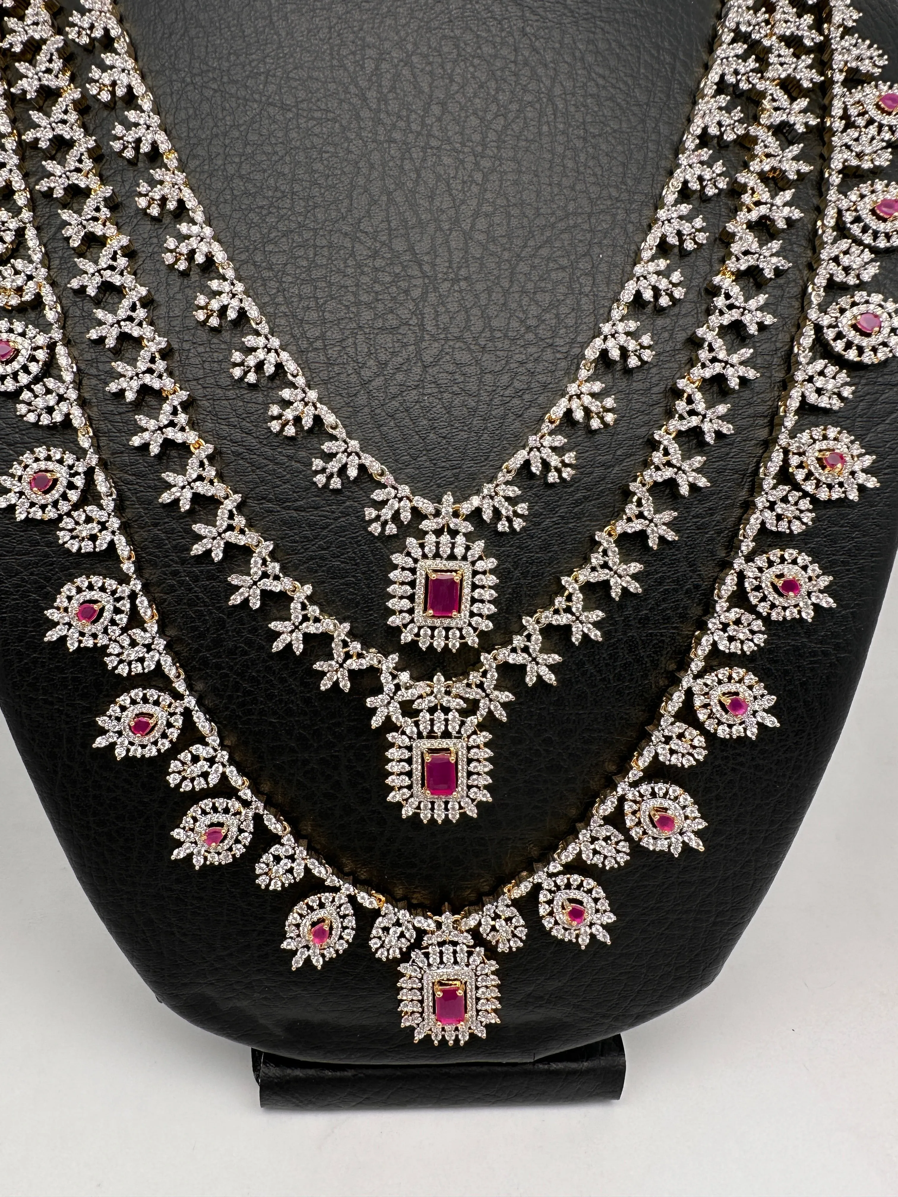 AD Color Stone Multi Layer Teen Lada Long Necklace