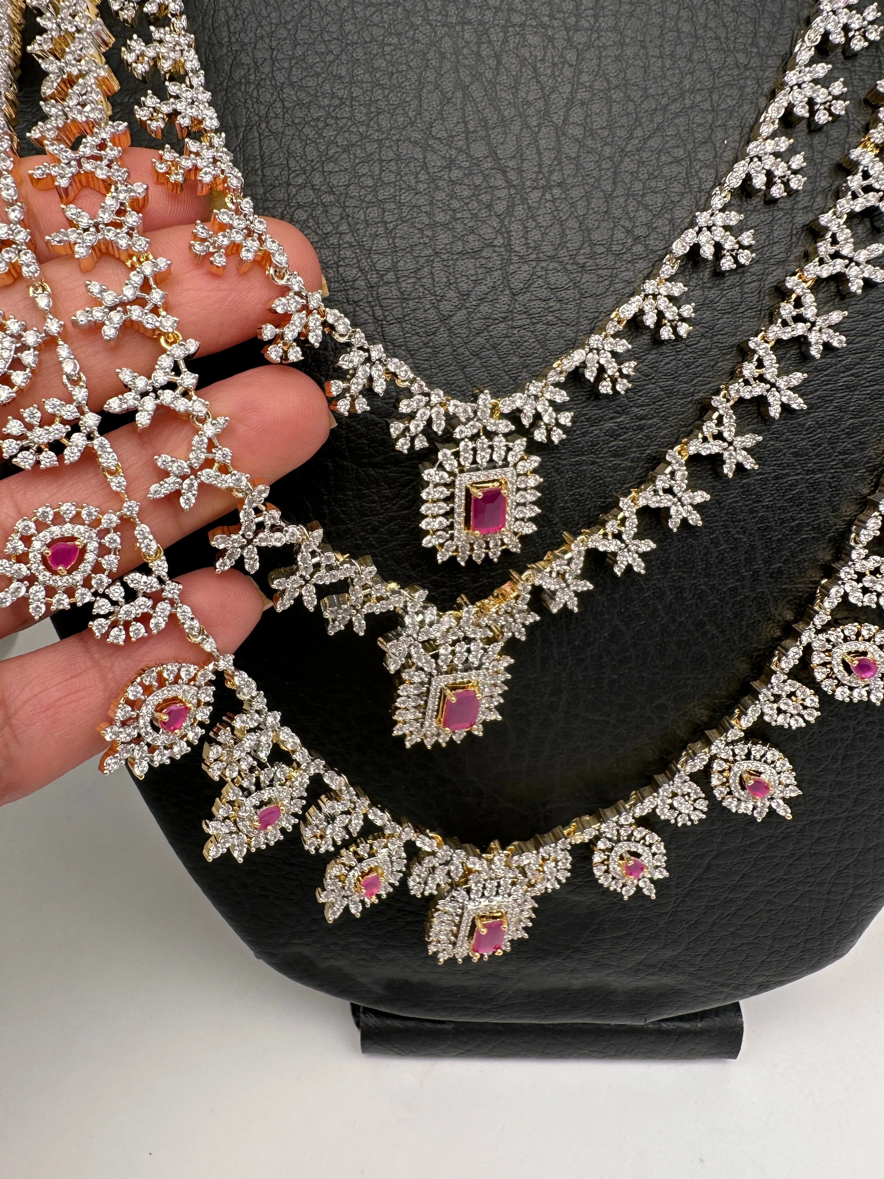 AD Color Stone Multi Layer Teen Lada Long Necklace