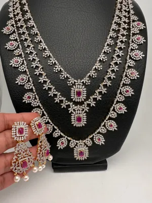 AD Color Stone Multi Layer Teen Lada Long Necklace