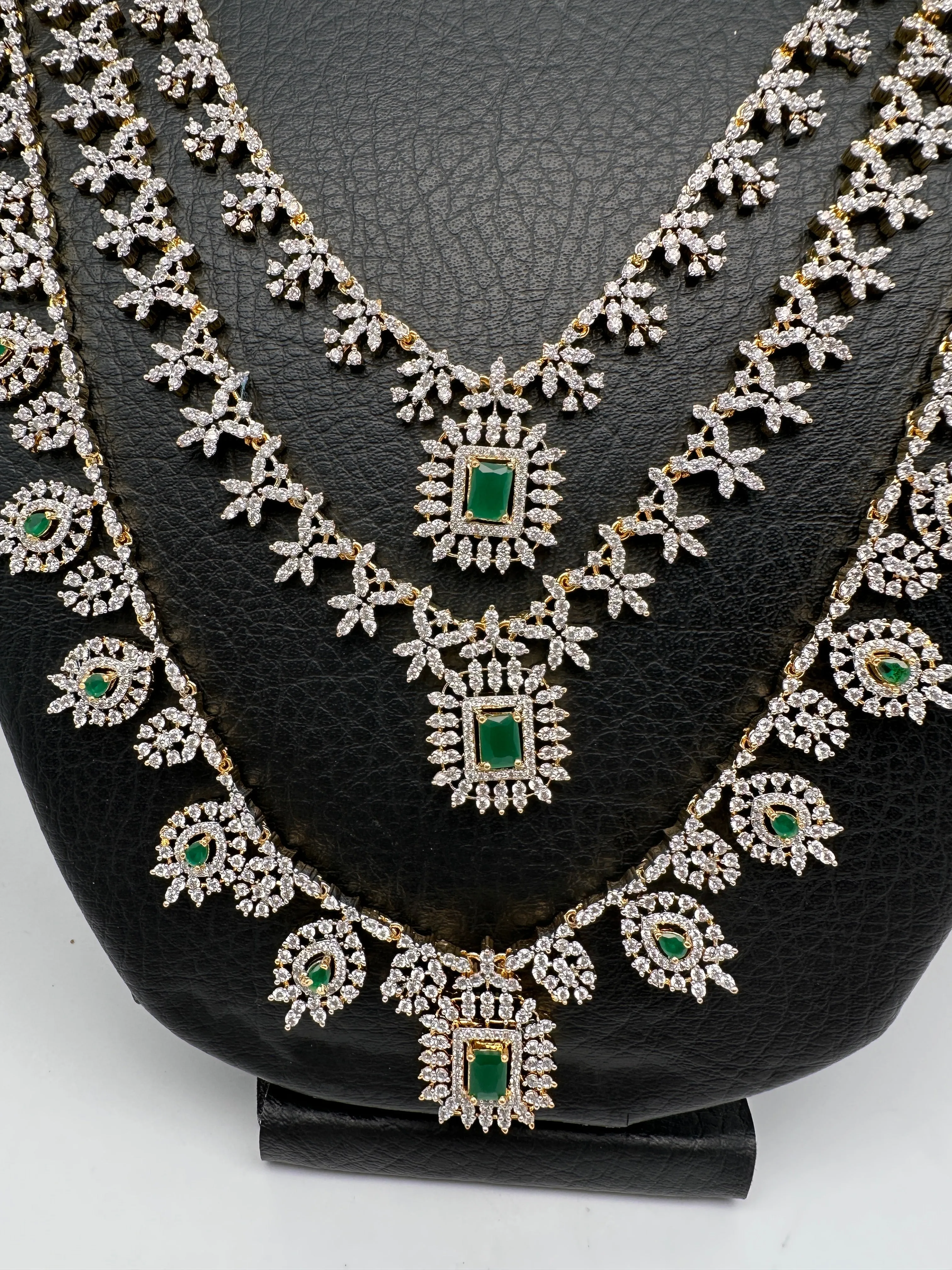 AD Color Stone Multi Layer Teen Lada Long Necklace