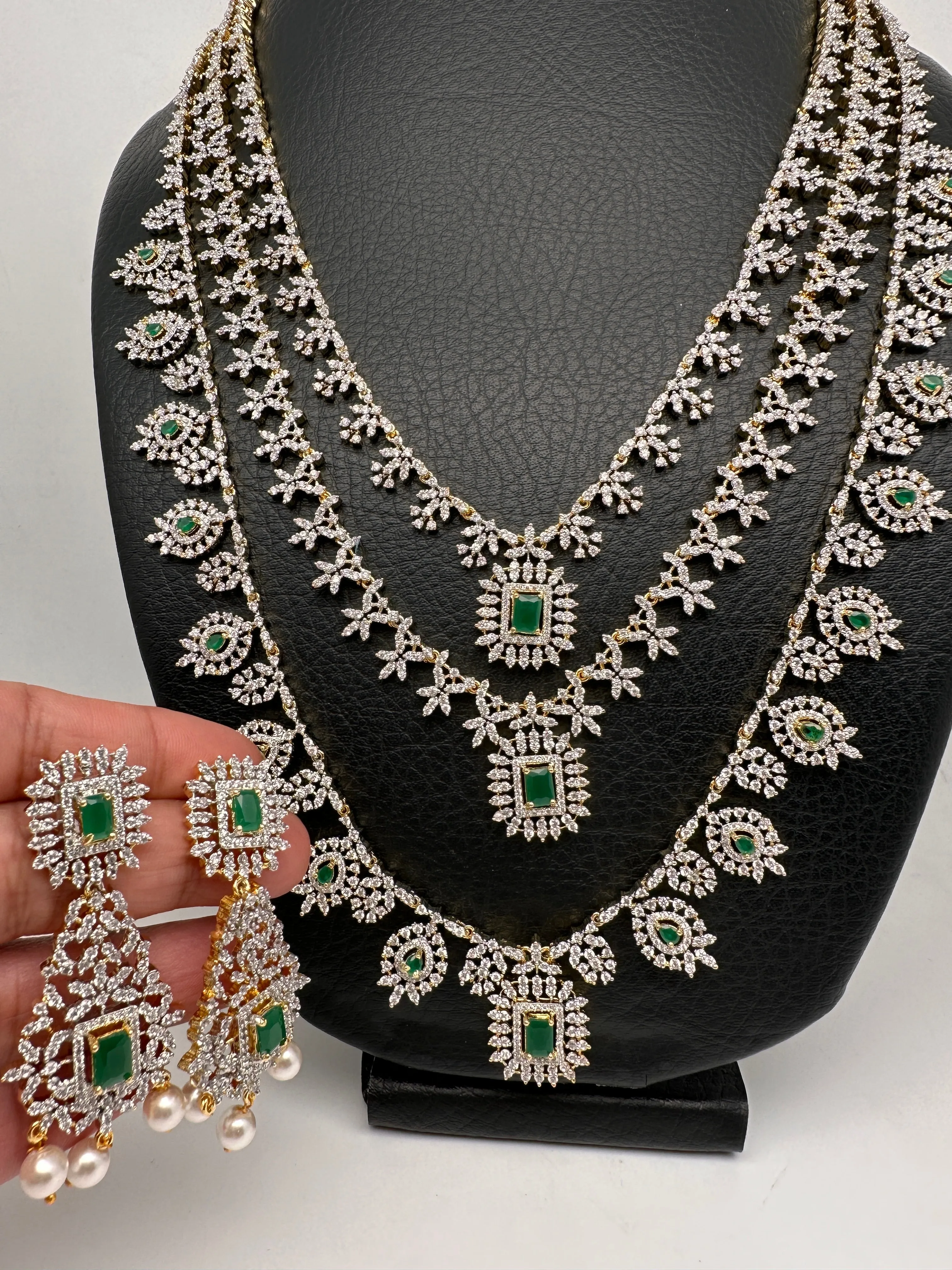 AD Color Stone Multi Layer Teen Lada Long Necklace