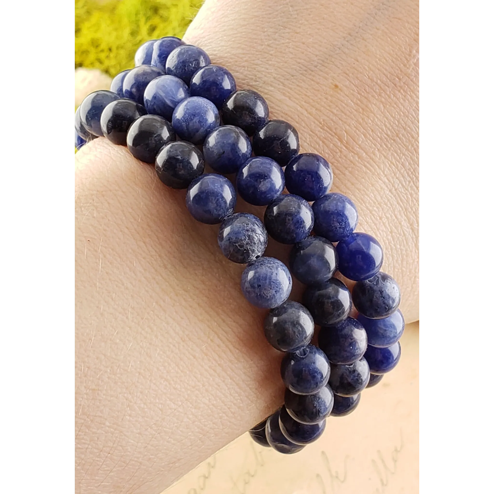 Blue Sodalite Crystal Natural Gemstone 7-8mm Beaded Bracelet