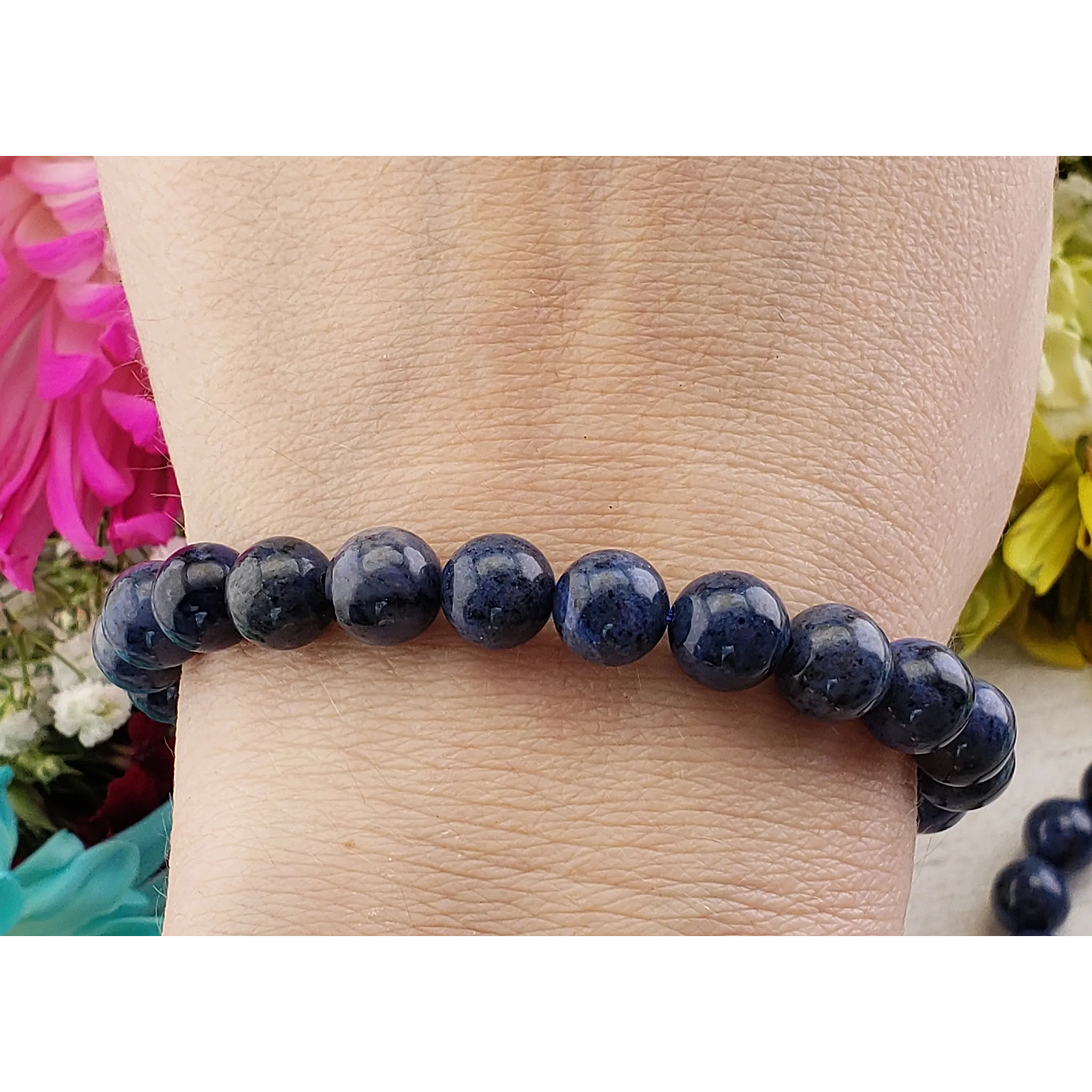 Blue Sodalite Crystal Natural Gemstone 7-8mm Beaded Bracelet