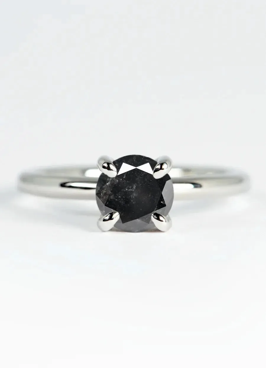 Custom Salt & Pepper Diamond Solitaire Engagement Rings