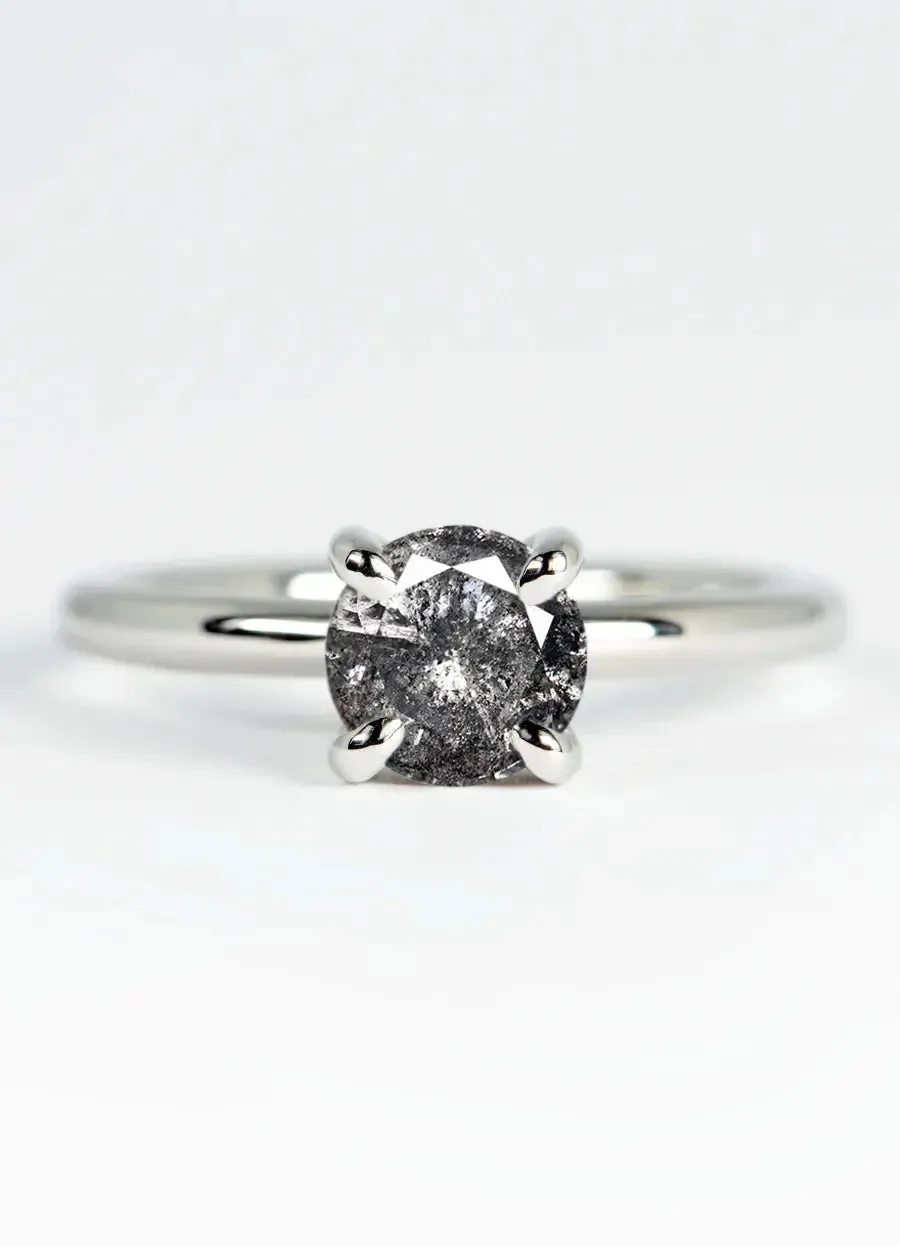 Custom Salt & Pepper Diamond Solitaire Engagement Rings