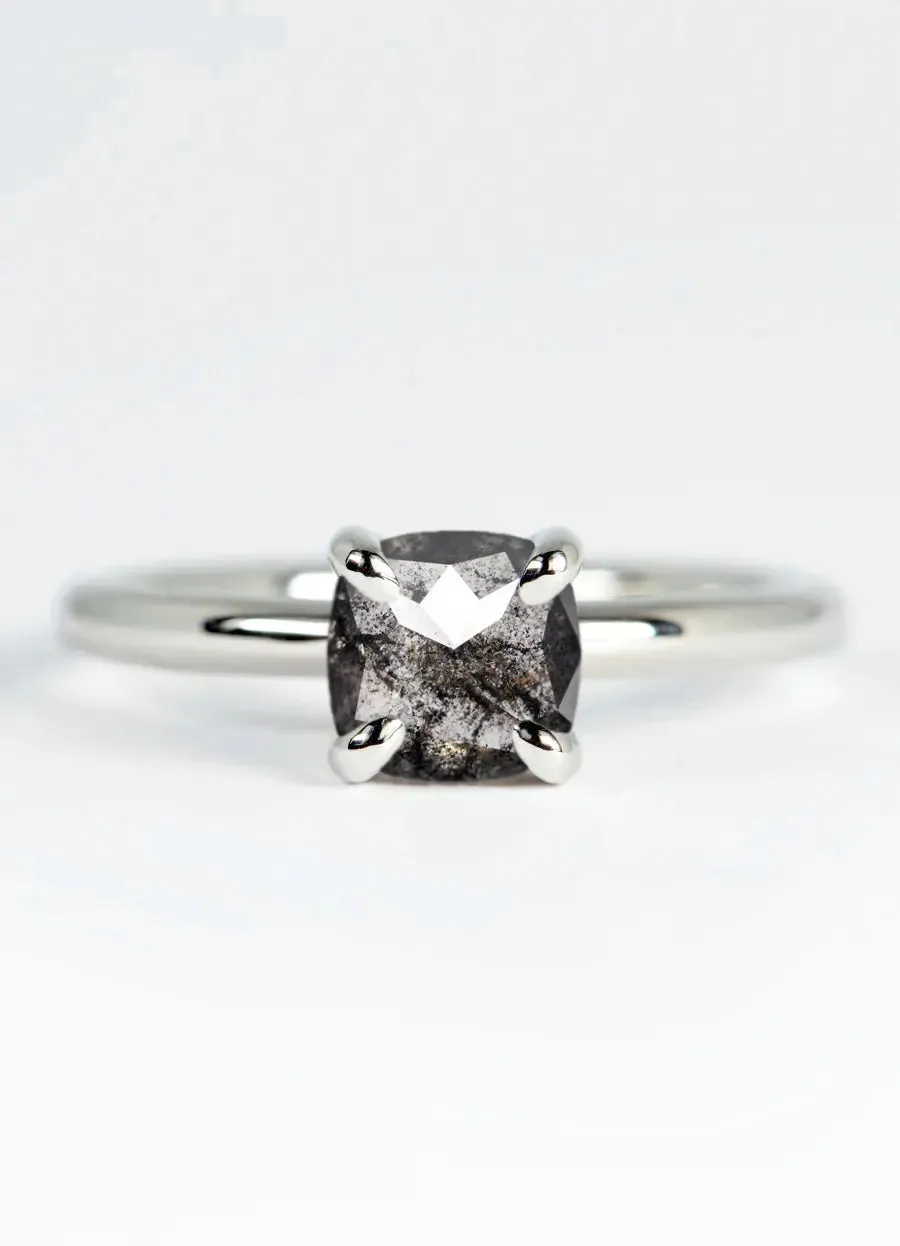 Custom Salt & Pepper Diamond Solitaire Engagement Rings