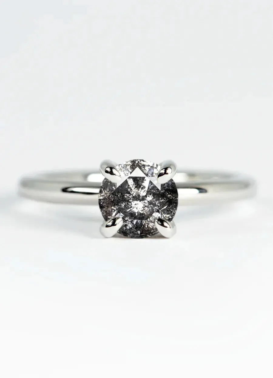 Custom Salt & Pepper Diamond Solitaire Engagement Rings