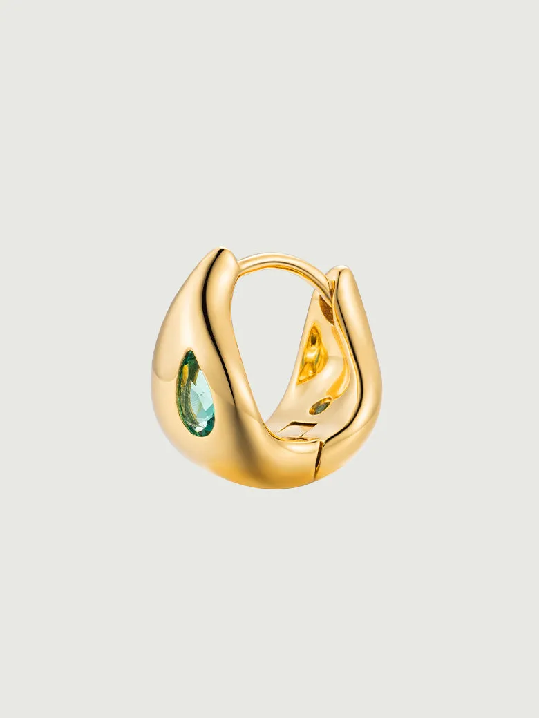 Emerald Teardrop Hoop Earrings