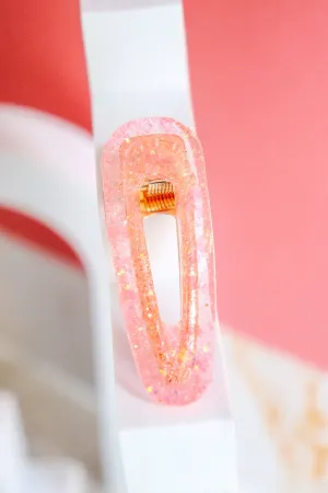 Fluo coral glitter triangle hair clip