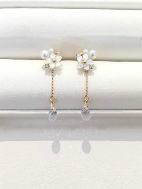 Gold Plated Sterling Silver White Shell Pearl Pendant Necklace