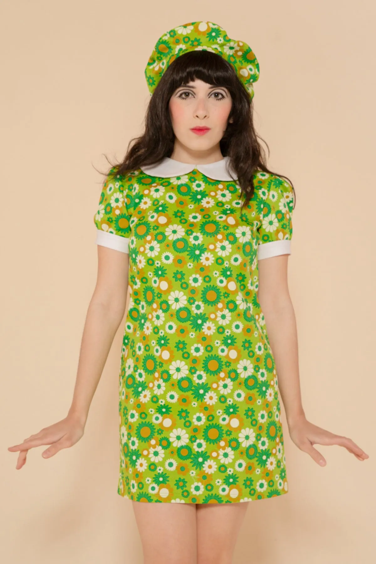Green Daisy Mini-Dress - size: XS