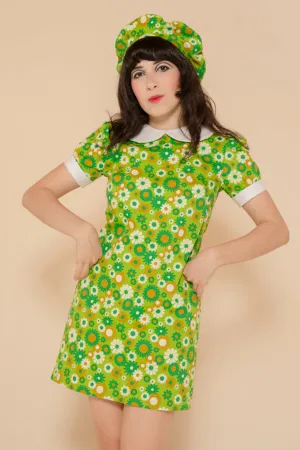 Green Daisy Mini-Dress - size: XS
