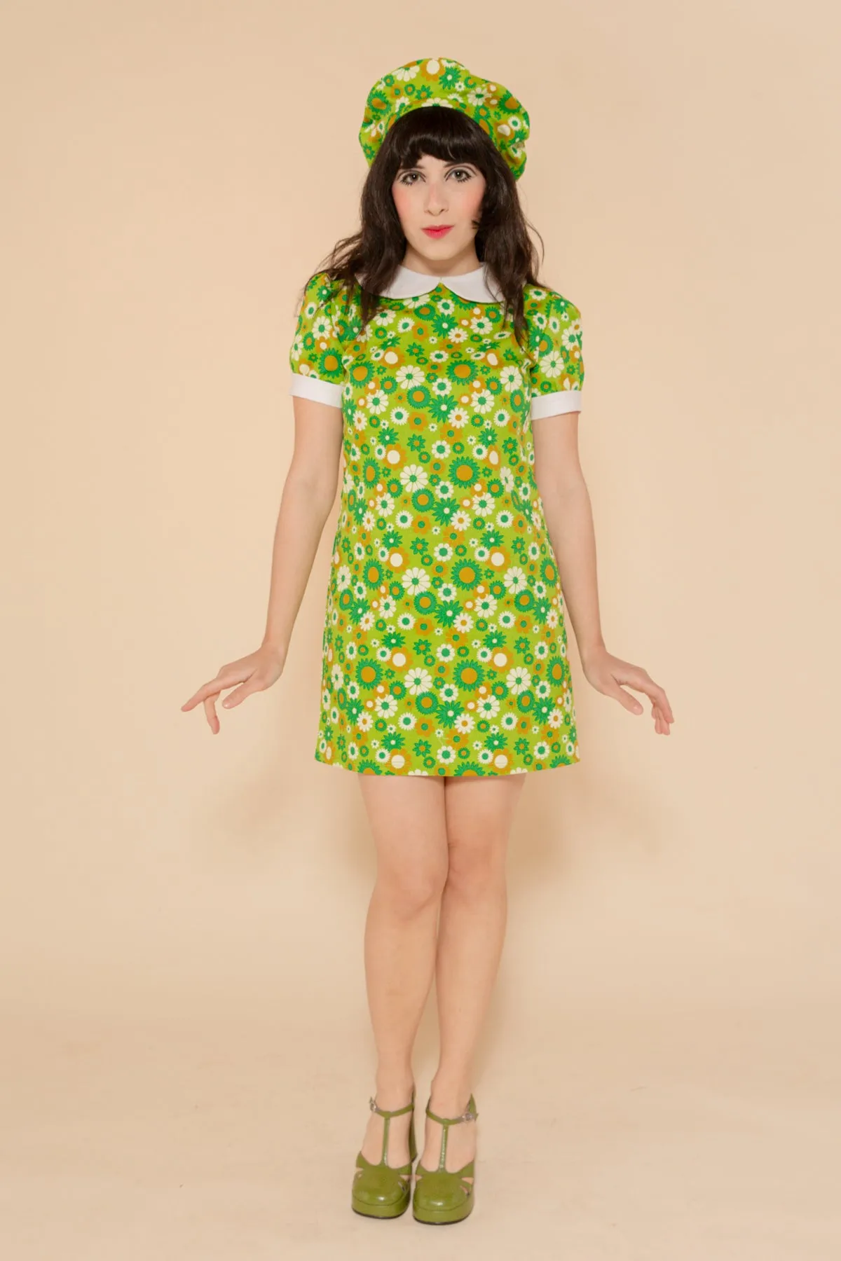 Green Daisy Mini-Dress - size: XS