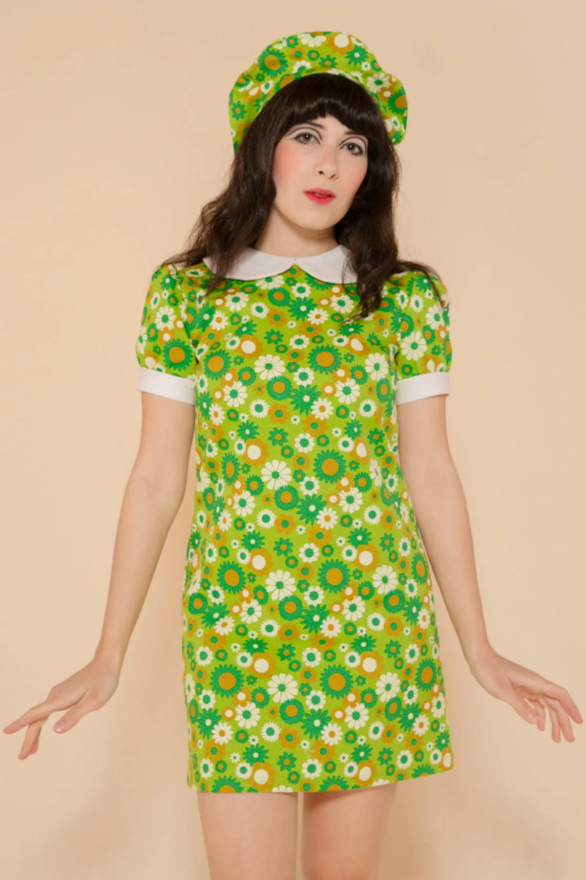 Green Daisy Mini-Dress - size: XS