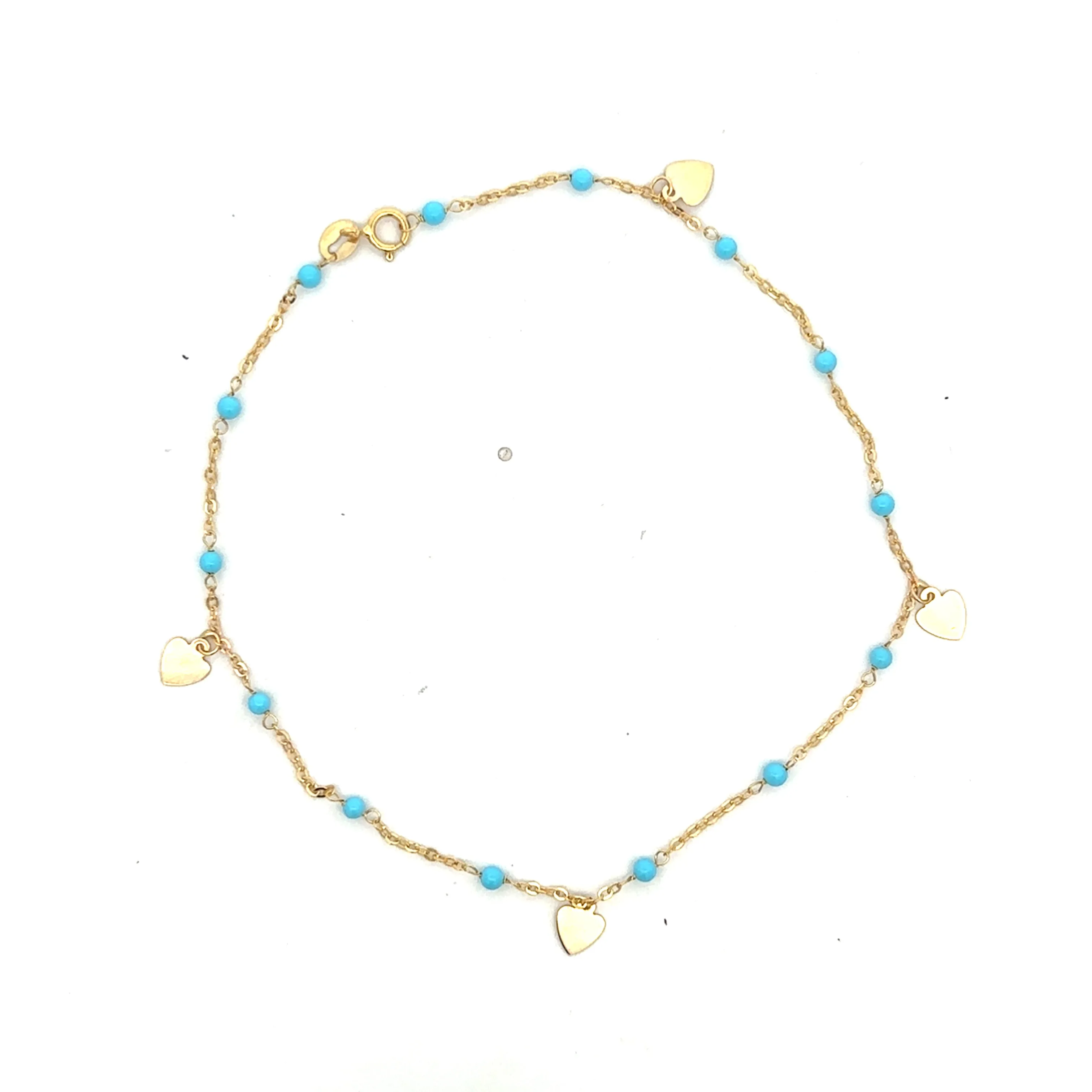Heart and Turquoise Stones Ankle Bracelet