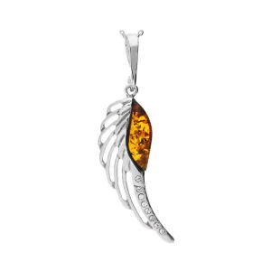 MILENA Necklace Silver and Amber Angel Wing