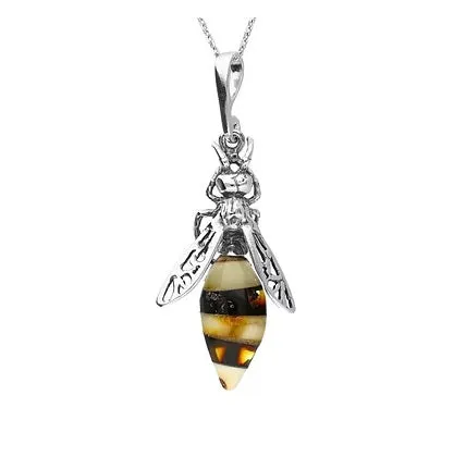 MILENA Necklace Silver and Amber Bee