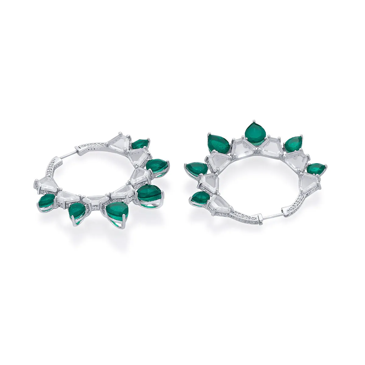 Provence 925 Silver Emerald Doublet Hoop Earrings