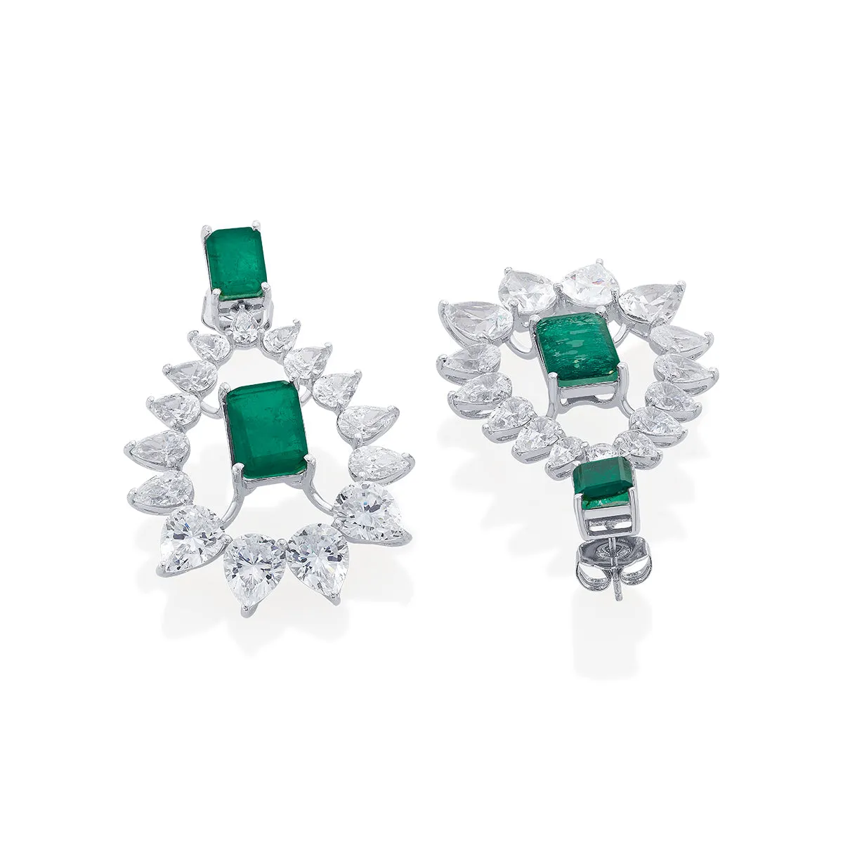 Provence 925 Silver Emerald Doublet Moonbali Earrings