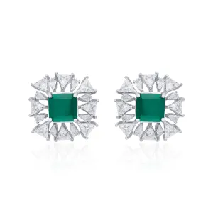 Provence 925 Silver Emerald Doublet Starburst Earrings