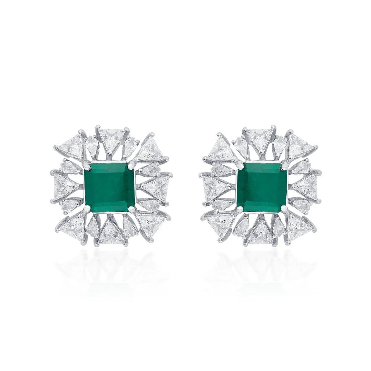 Provence 925 Silver Emerald Doublet Starburst Earrings